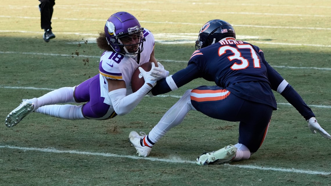 Minnesota Vikings cornerback Cameron Dantzler Sr. watches the in 2023