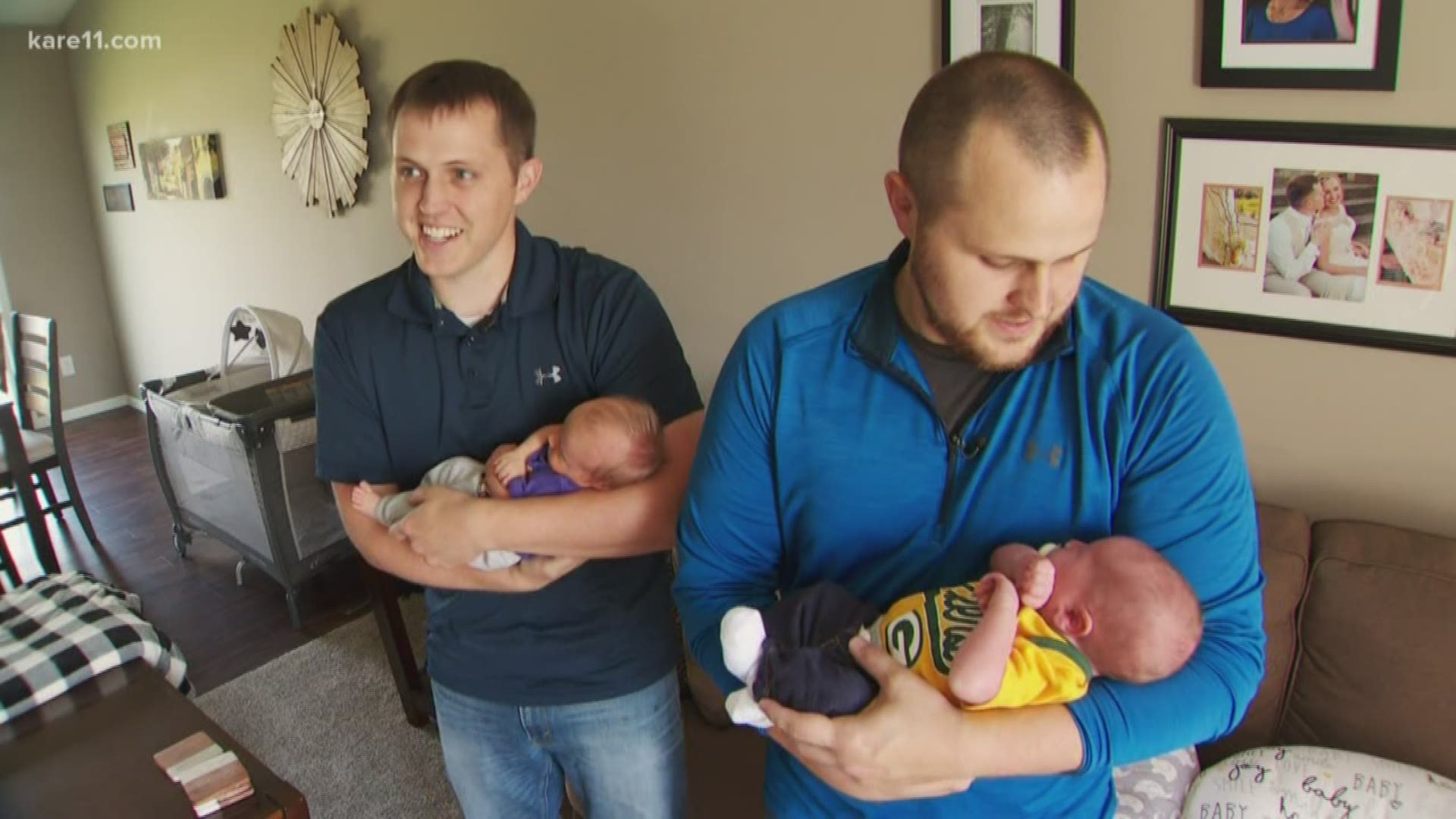 Identical twins Pat and Paul Young both became first-time dads on Sept. 19.
