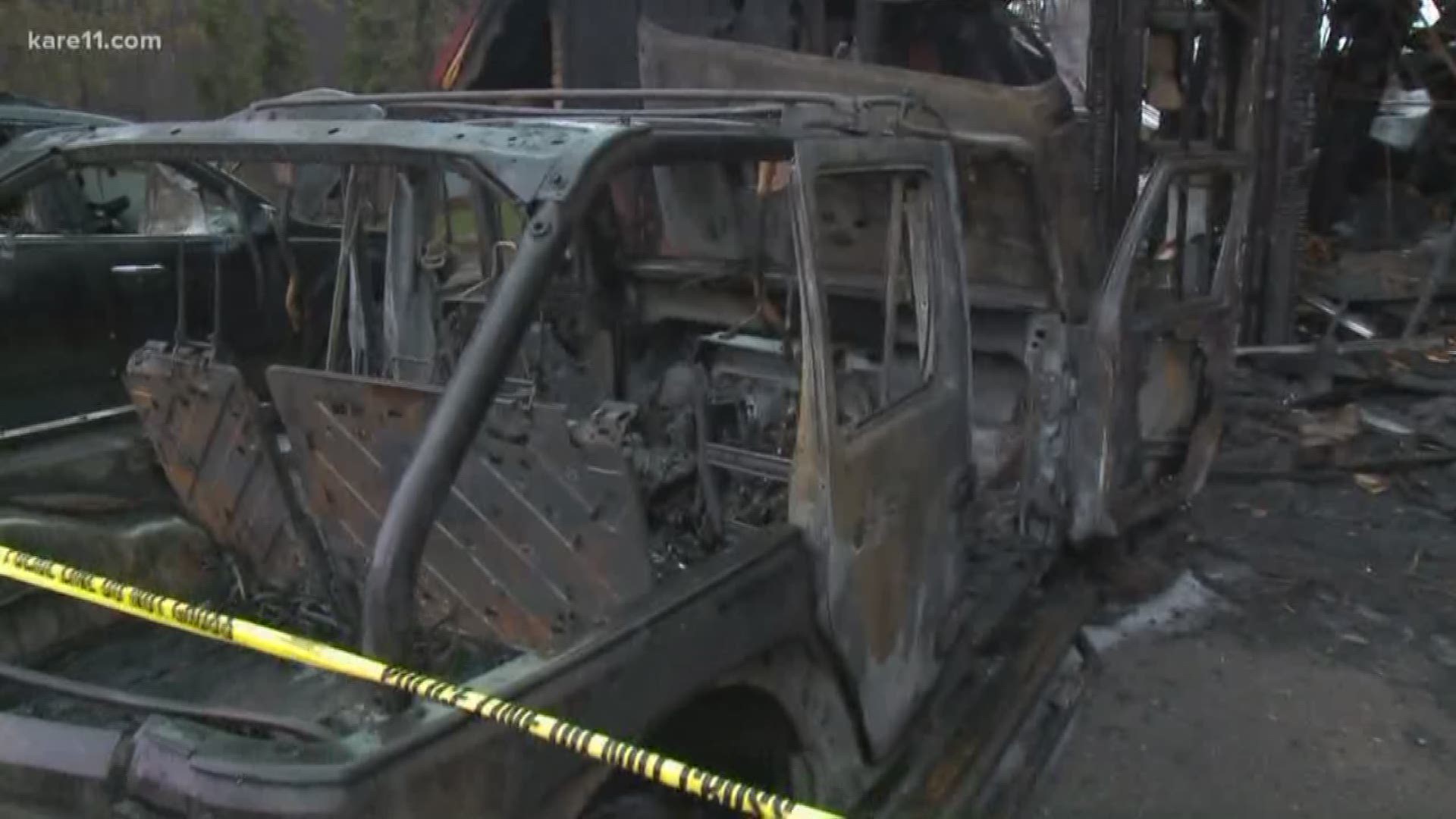 An overnight fire gutted a cabin at Breezy Point, and lit up the sky over the resort community early Thursday.