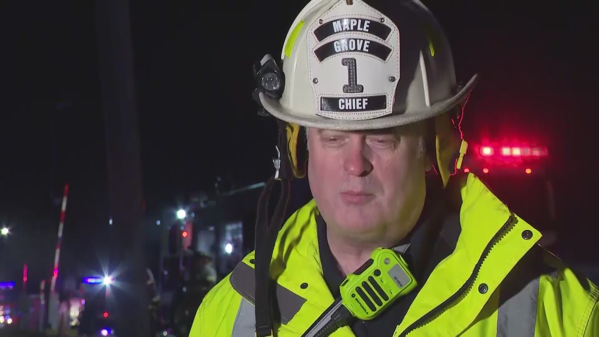 Maple Grove Fire Chief Tim Bush spoke about a commercial fire on the 18000 block of Bass Lake Road in Maple Grove.