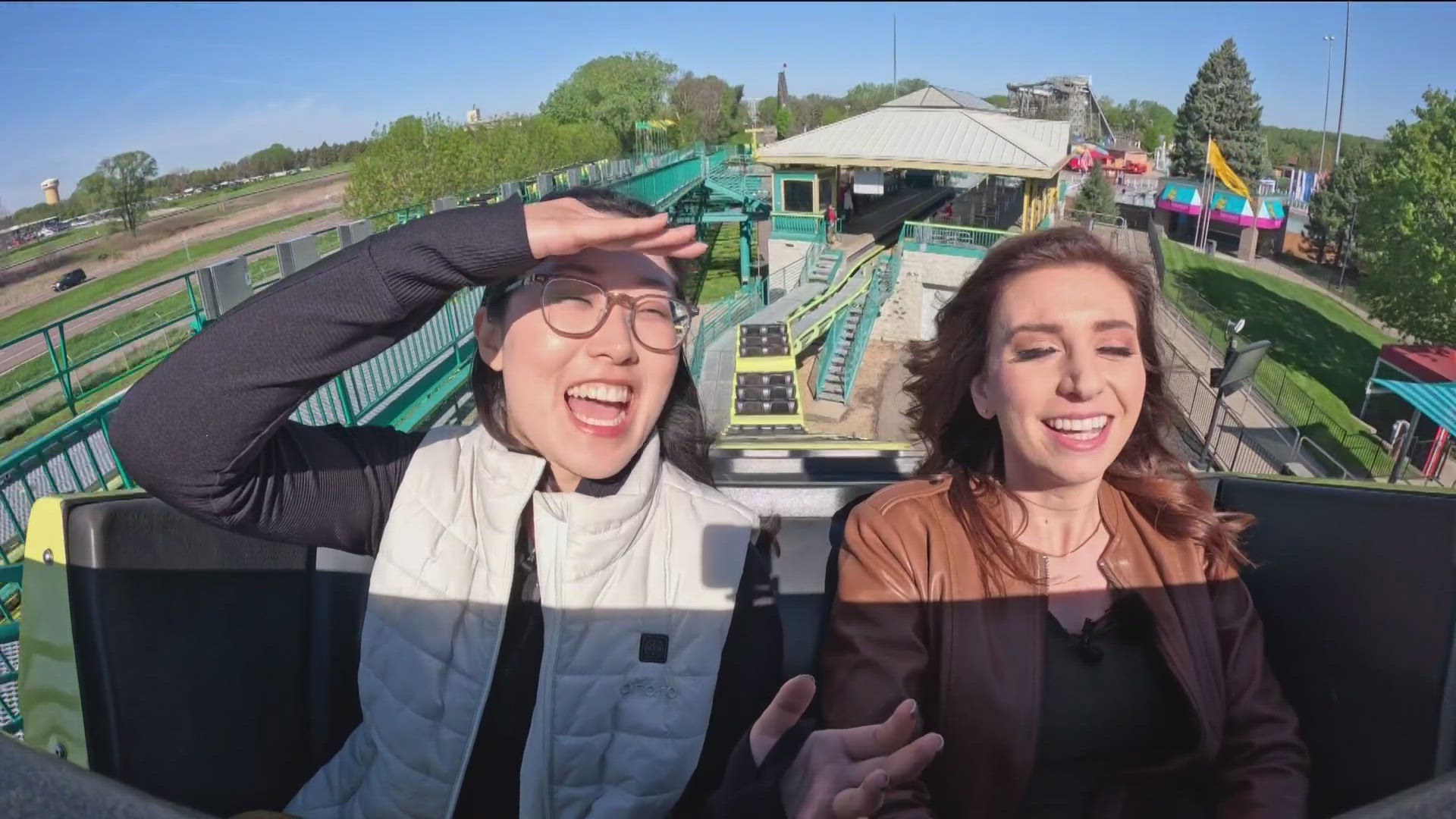 KARE 11 Sunrise reporters Michelle Baik and Audrey Russo rode the iconic coaster in Shakopee. Can you guess who liked it and who didn't?