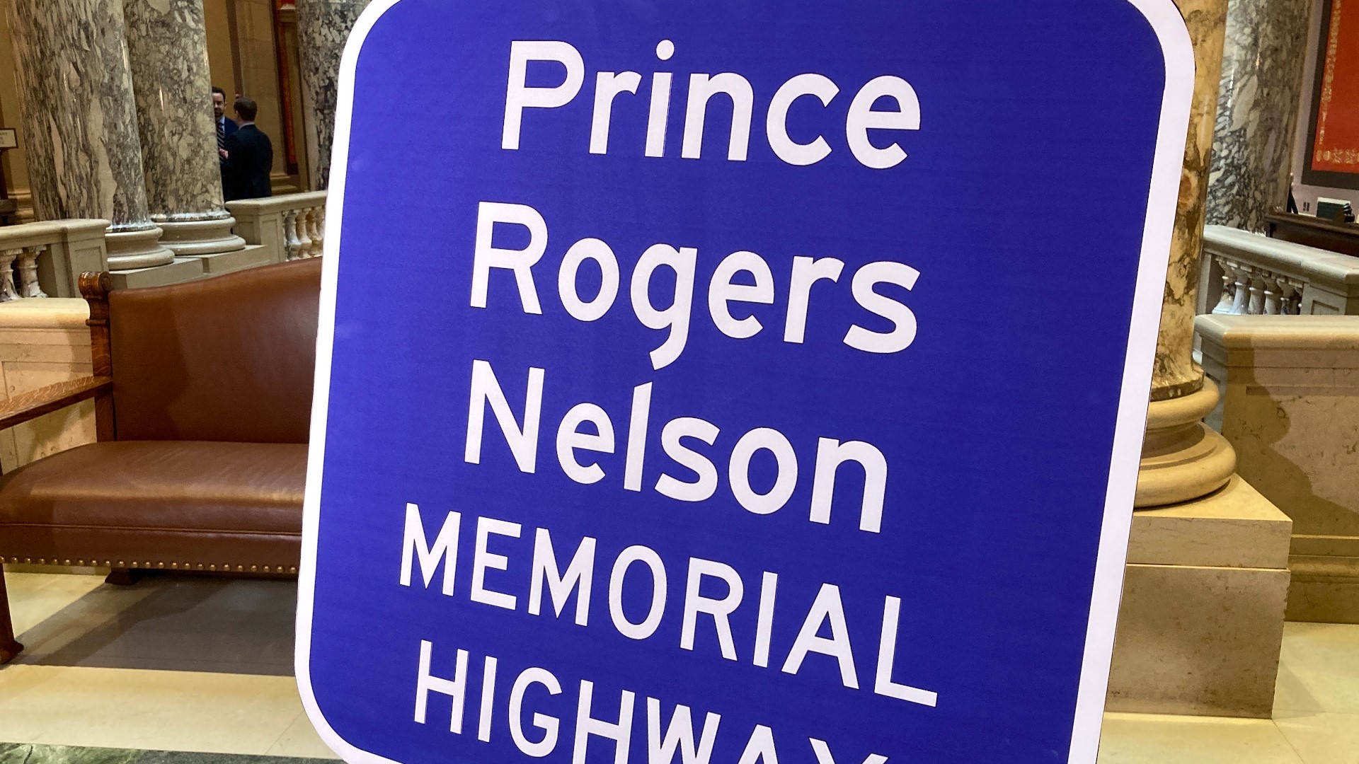 Purple signs for the "Prince Rogers Nelson Memorial Highway" will soon go up along a seven-mile stretch of Highway 5 in Chanhassen and Eden Prairie.