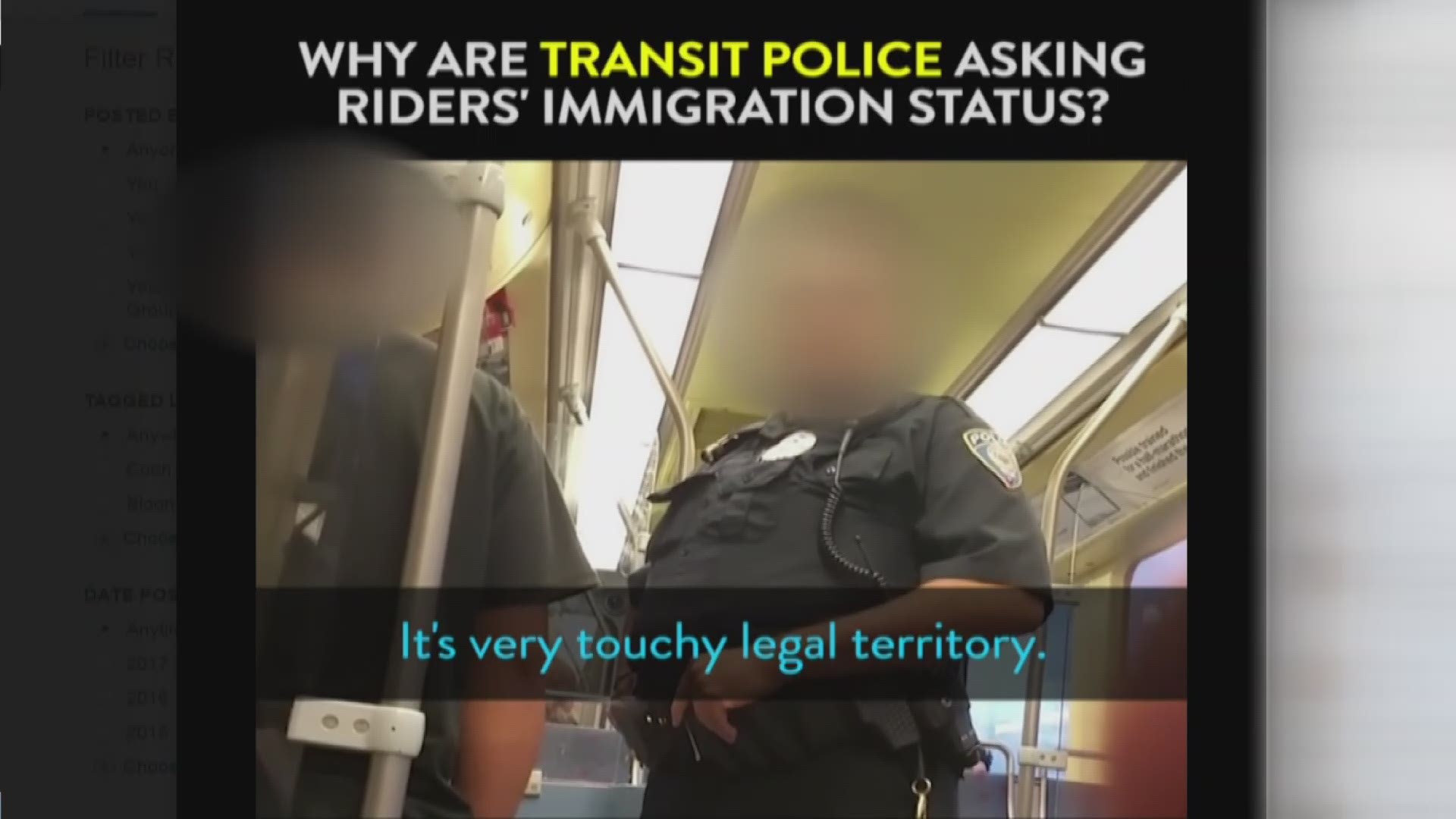 Cell phone video captures officer asking light rail passenger about immigration status
