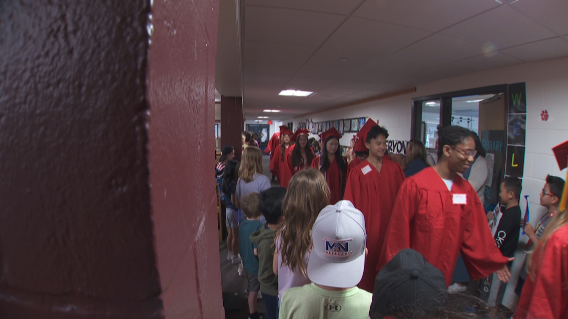 Centennial Schools Seniors visit elementary schools for send-off parade