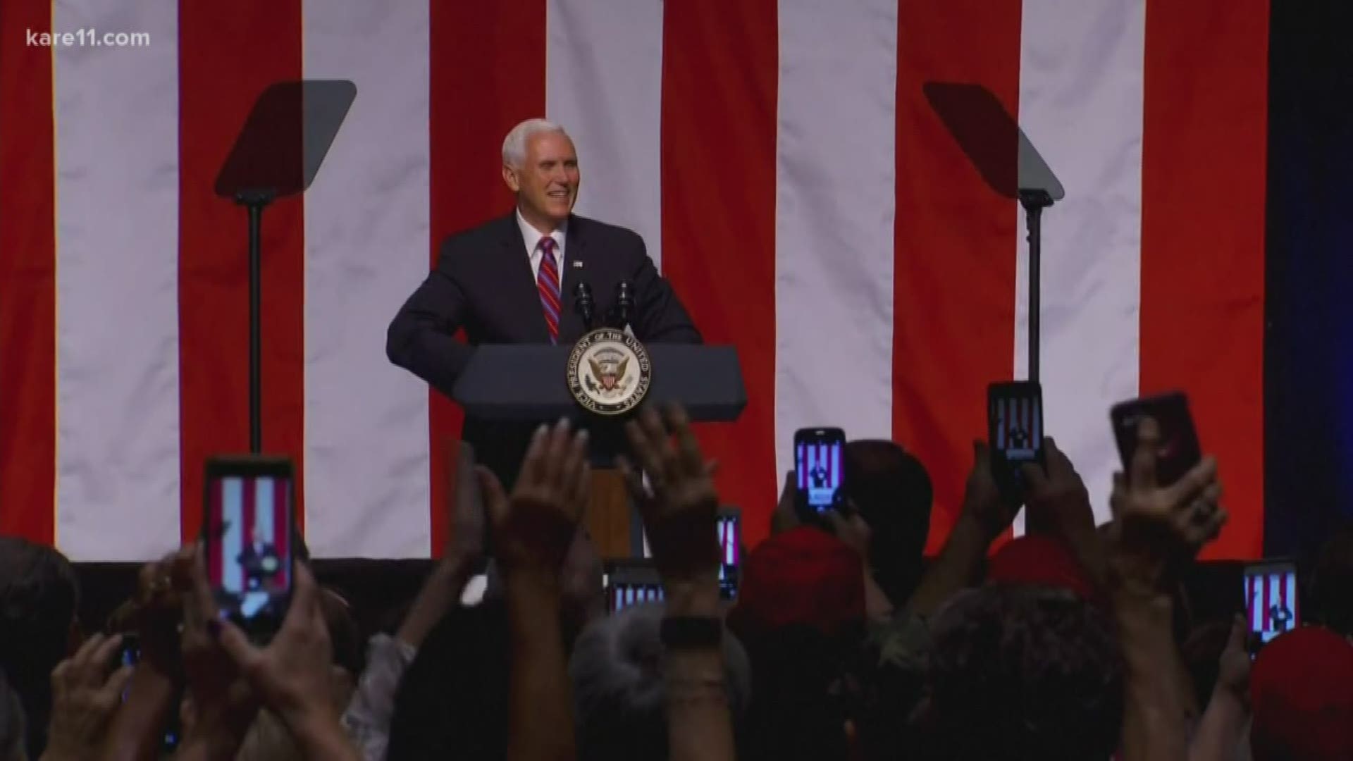 Pence will join the president during the rally at Target Center.
