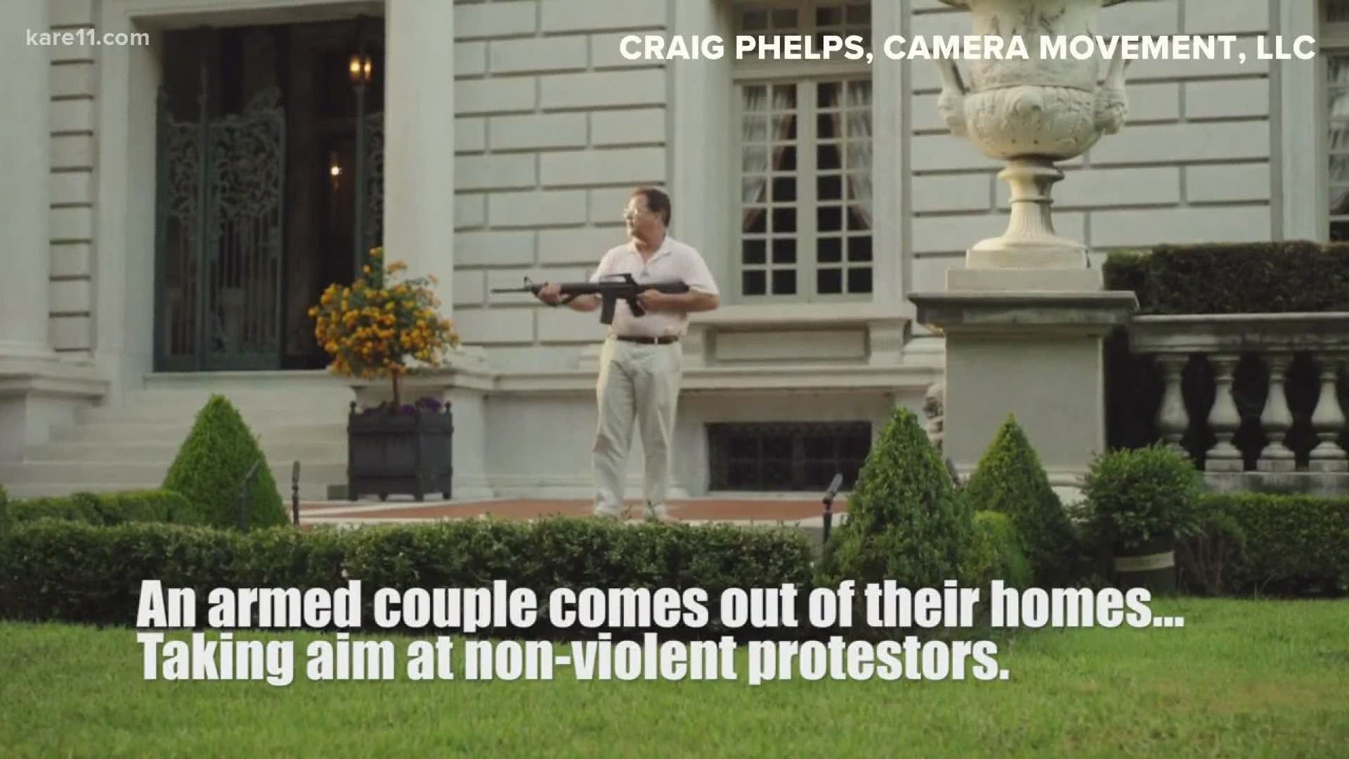 A St. Louis-area man says he and his wife had no choice but to grab guns and defend themselves as protesters approached their home inside a gated community.