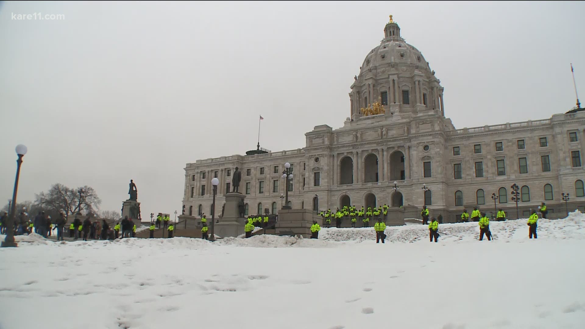 State troopers and members of the National Guard  could be seen around the Minnesota State Capitol complex.