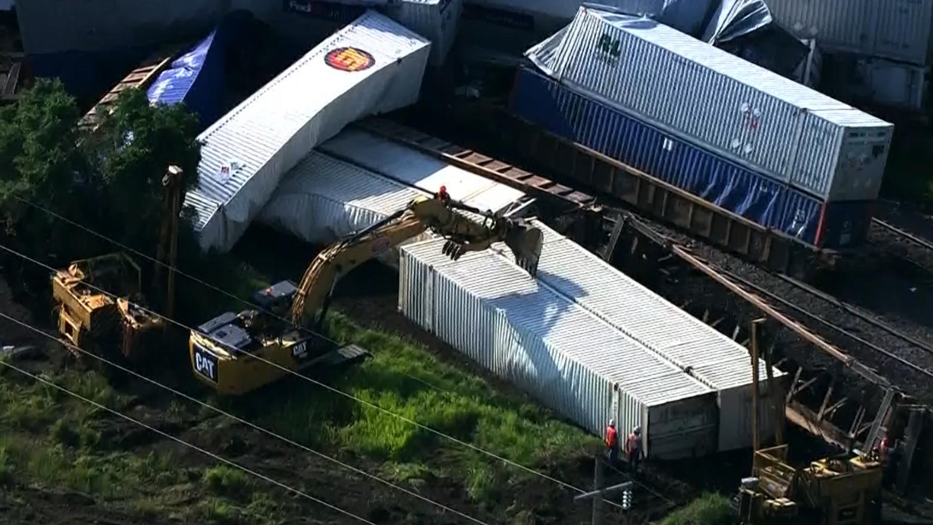 Officials said a BNSF train carrying consumer goods derailed near Big Lake early on Saturday morning.