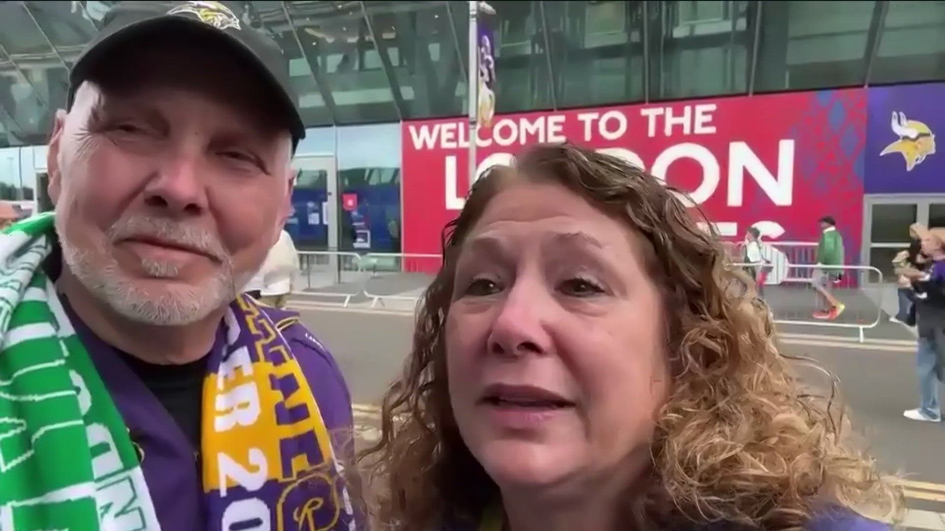 Greg and Marla, the parents of KARE sports producer Ryan Williamson, are cheering on the Vikings in London.