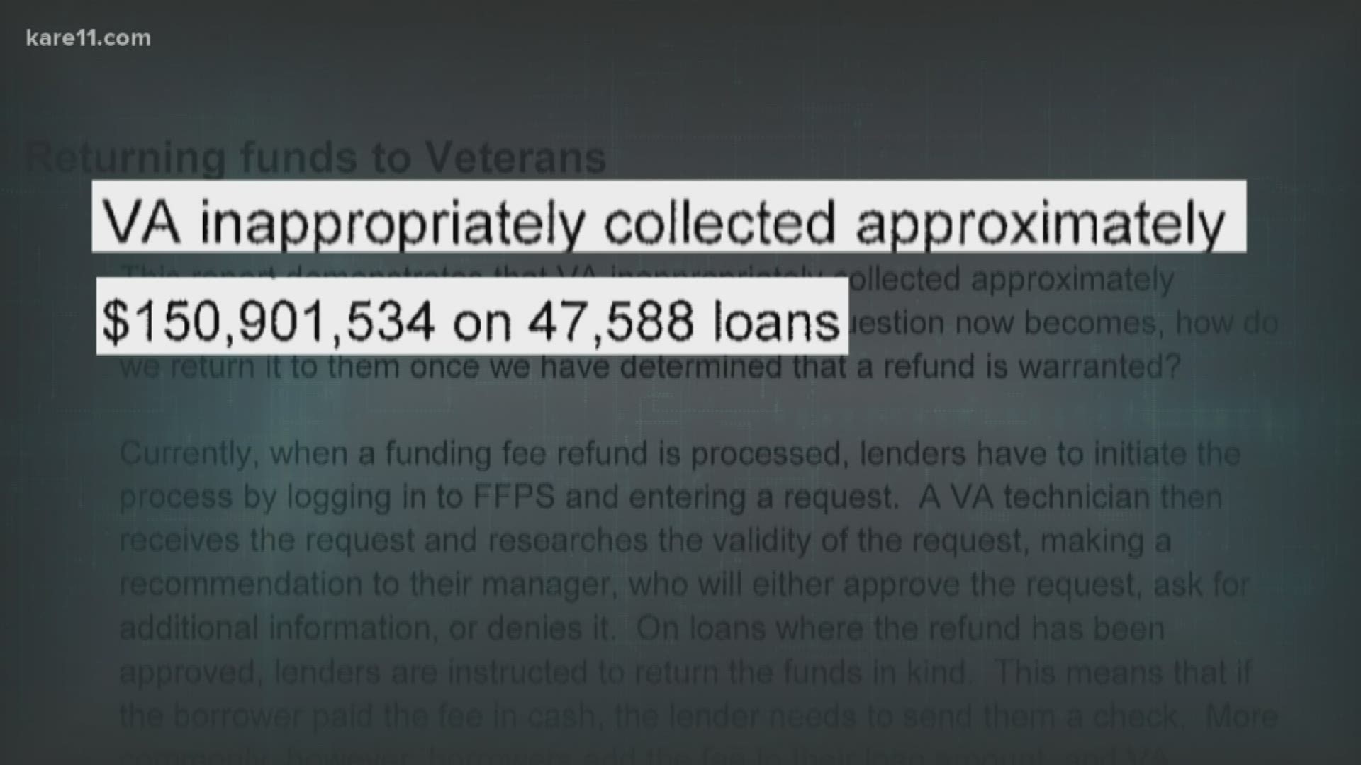 The Department of Veterans Affairs has repaid more than $400 million in home loan refunds to disabled veterans after a scandal exposed by a KARE 11 investigation.