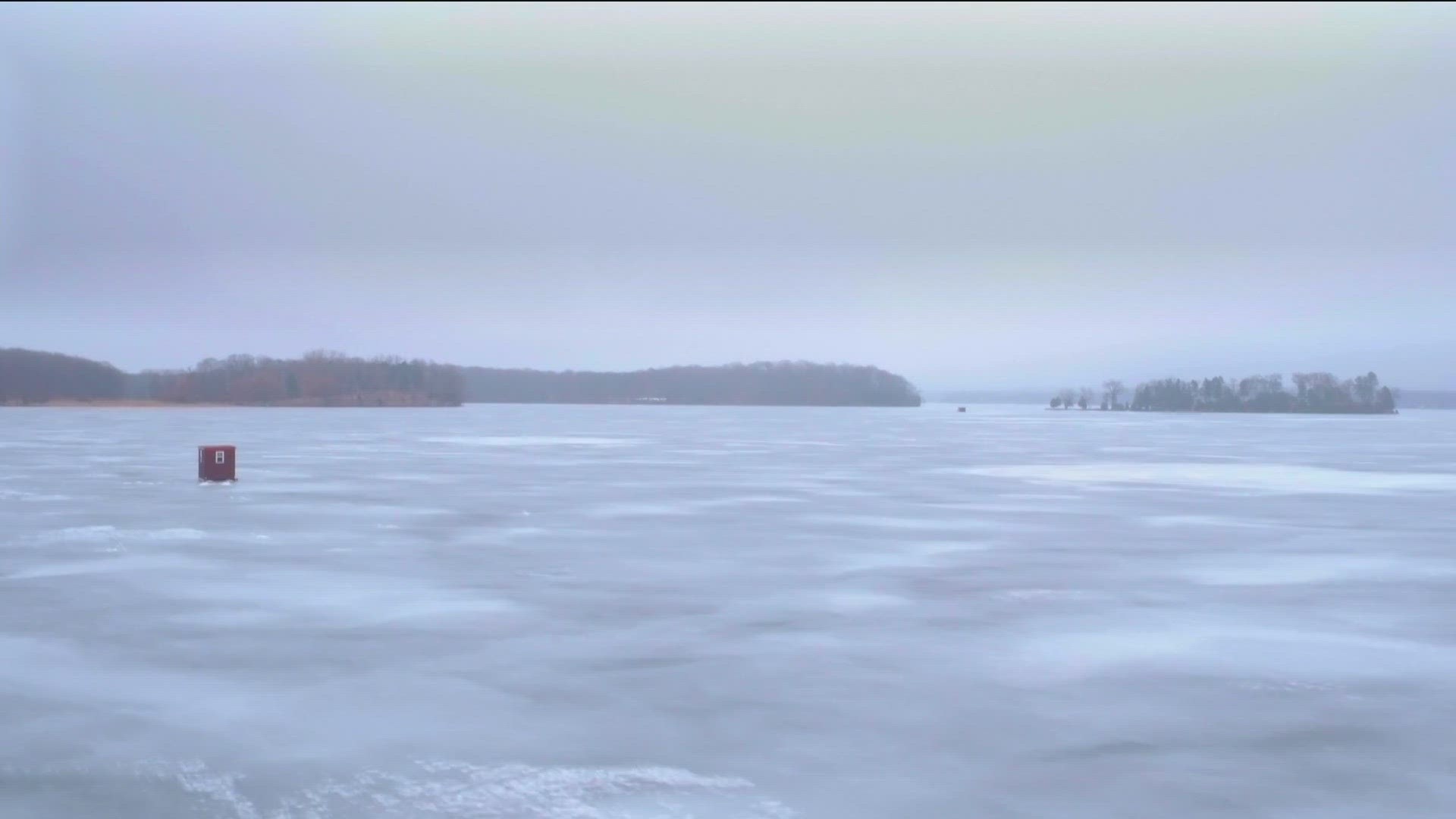 Windy conditions contributed to the ice breakage that stranded fishermen on Upper Red Lake.