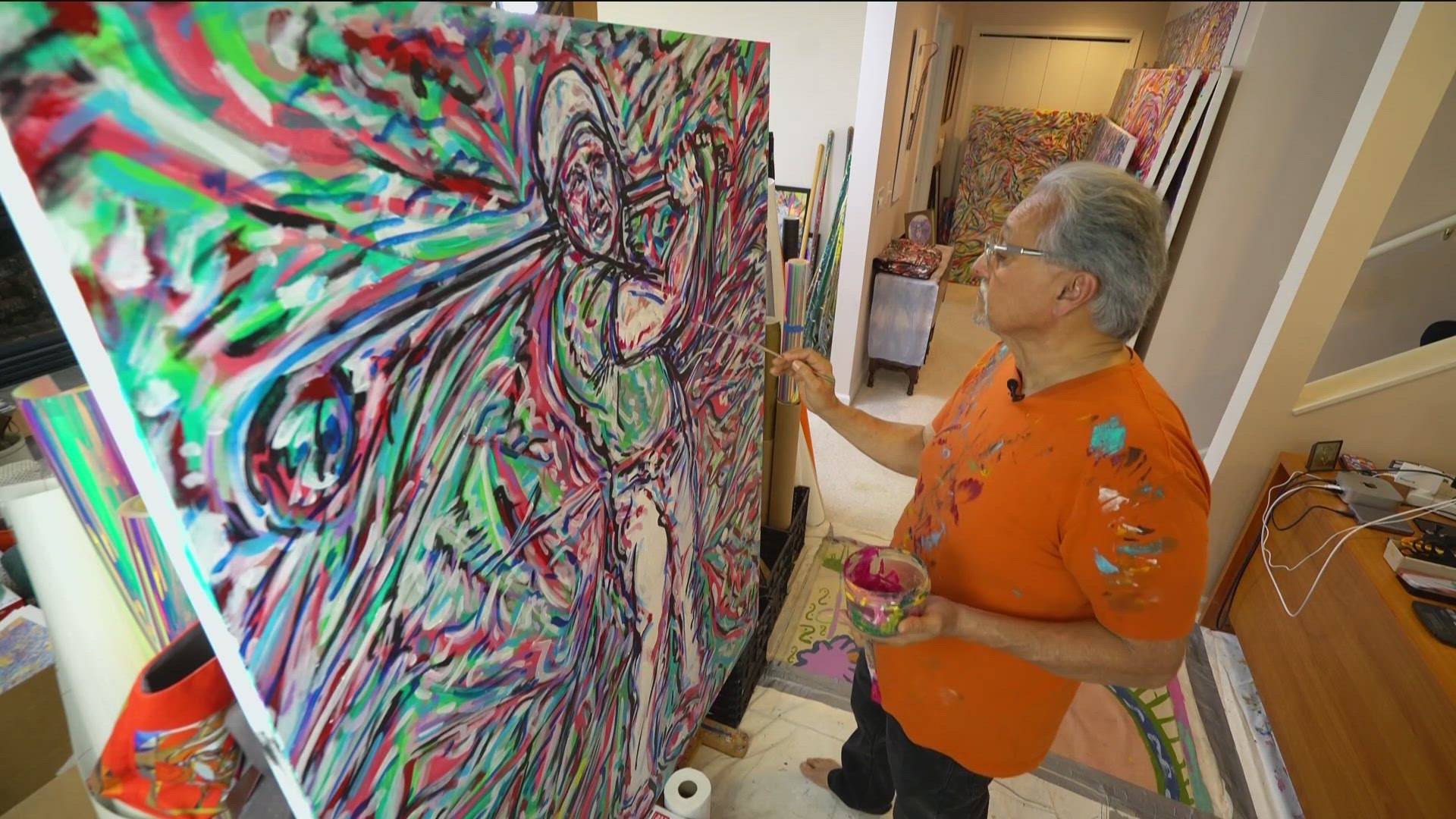 Jimmy Longoria is a Chicano artist whose art hangs in the offices of high-ranking officials.