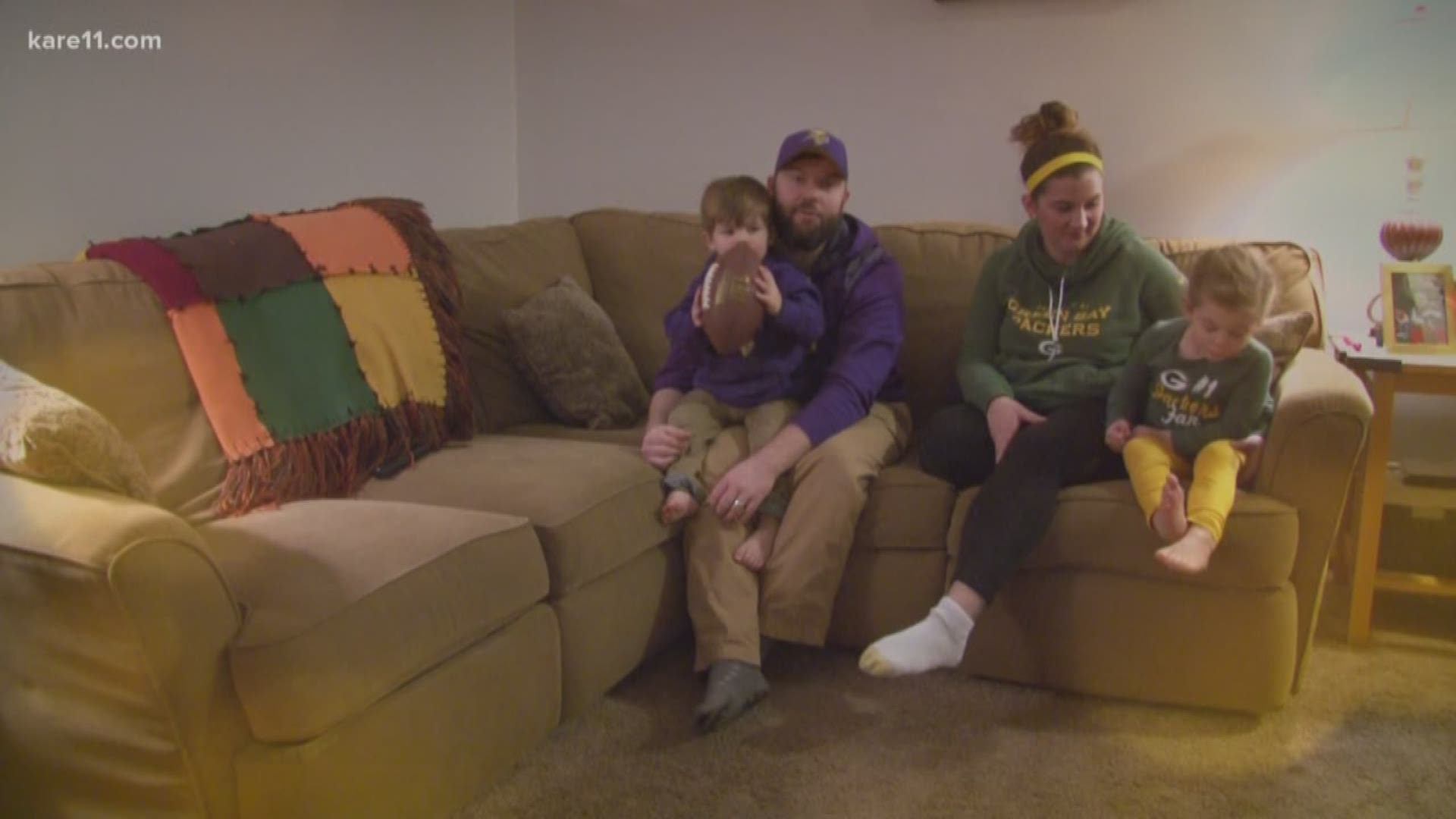 Will Ganje is a diehard Vikings fan, while his wife Dani bleeds green and gold for the Packers. So, as you can imagine, it's a pretty interesting family dynamic when the two rivals face off. https://kare11.tv/2r7lkrw