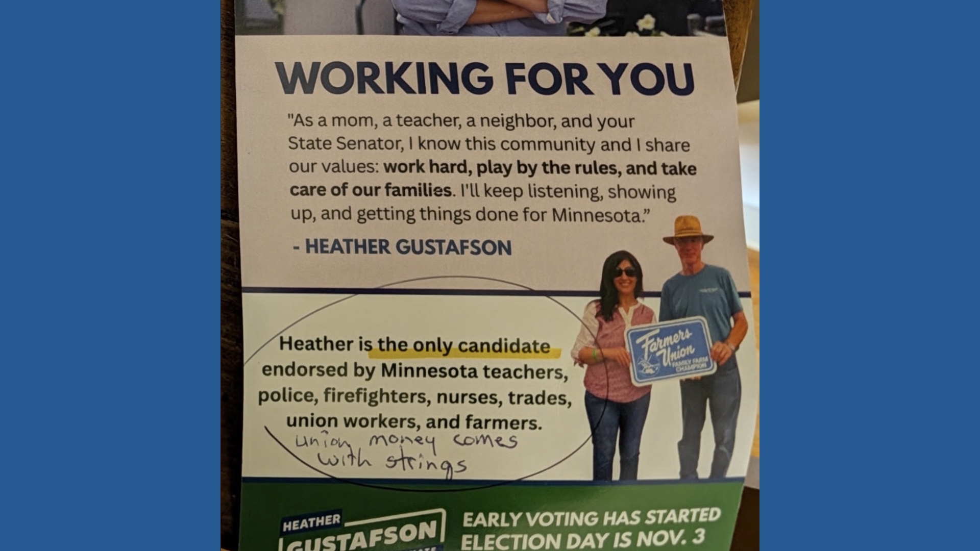 DFL Senator accuses opponent's campaign manager of leaving 'attack literature' at her front door