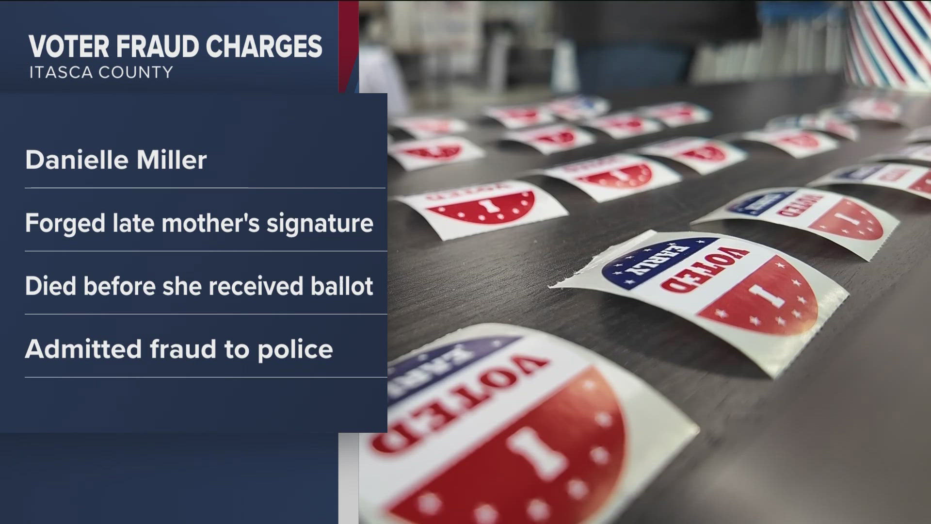 An Itasca County woman is facing three felony charges after allegedly filling out her mother's absentee ballot, which arrived at their home after she passed.