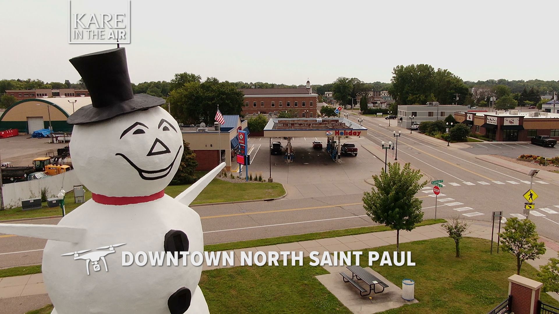 In the latest stop on our episodic tour of downtowns, KARE in the Air visits North St. Paul, home of the Giant Snowman who towers over Highway 36.