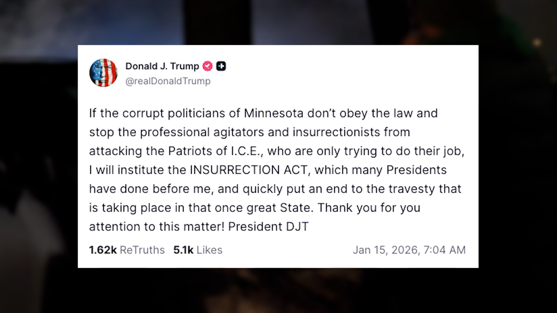 President Donald Trump threatens to invoke the Insurrection Act in ...