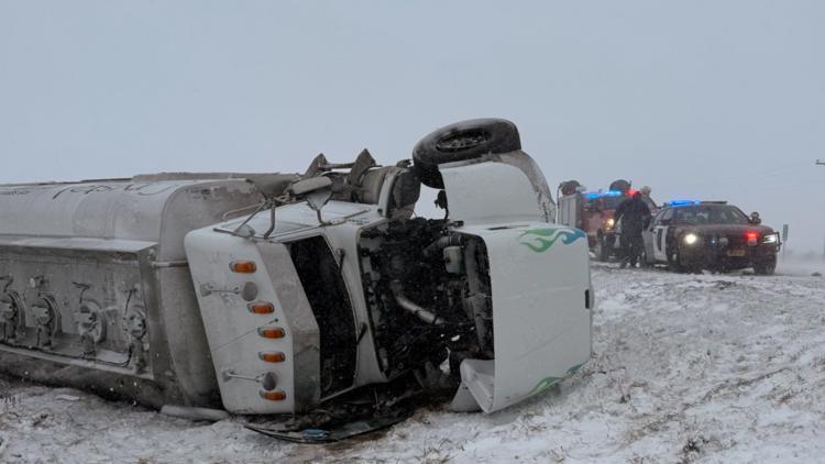 Slick roads cause massive semi pile-up near Moorhead | kare11.com
