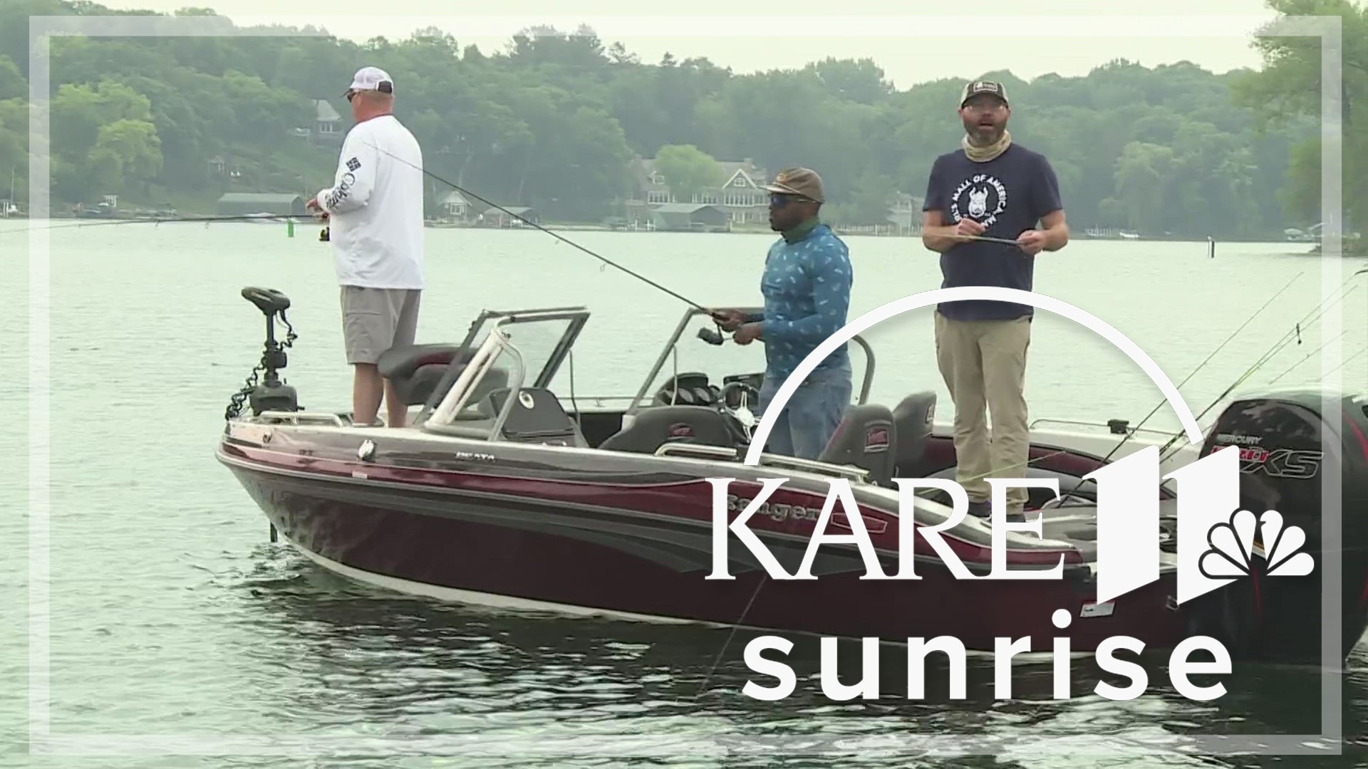 KARE 11 Sunrise anchor Jason Hackett joins Karl’s Fishing and Outdoors on Lake Minnetonka.