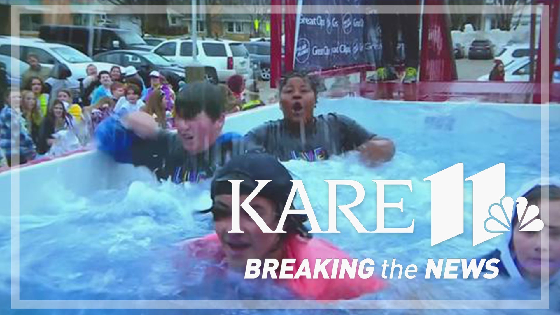 KARE 11's Kent Erdahl joined the students in taking the plunge.