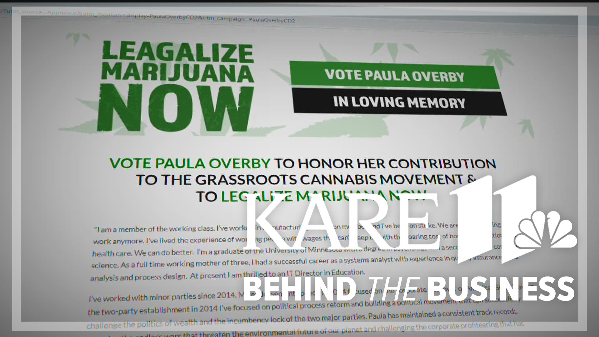 The ad is encouraging people living in the Second Congressional District to vote for Paula Overby, who died from heart complications in early October.