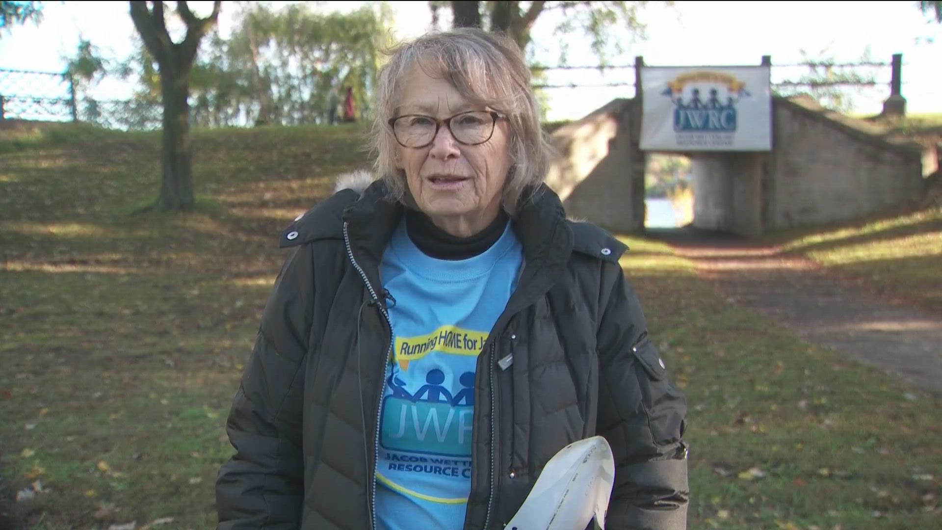 Wetterling spoke with KARE 11's Karla Hult about her book Saturday at Lake Phalen where the 2023 Running Home for Jacob Run/Walk was held.