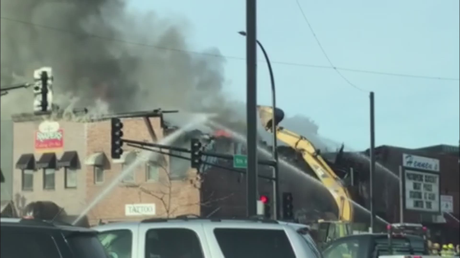 More than 100 firefighters were dispatched to the old downtown section of Alexandria, Minnesota after a number of businesses were reported on fire.