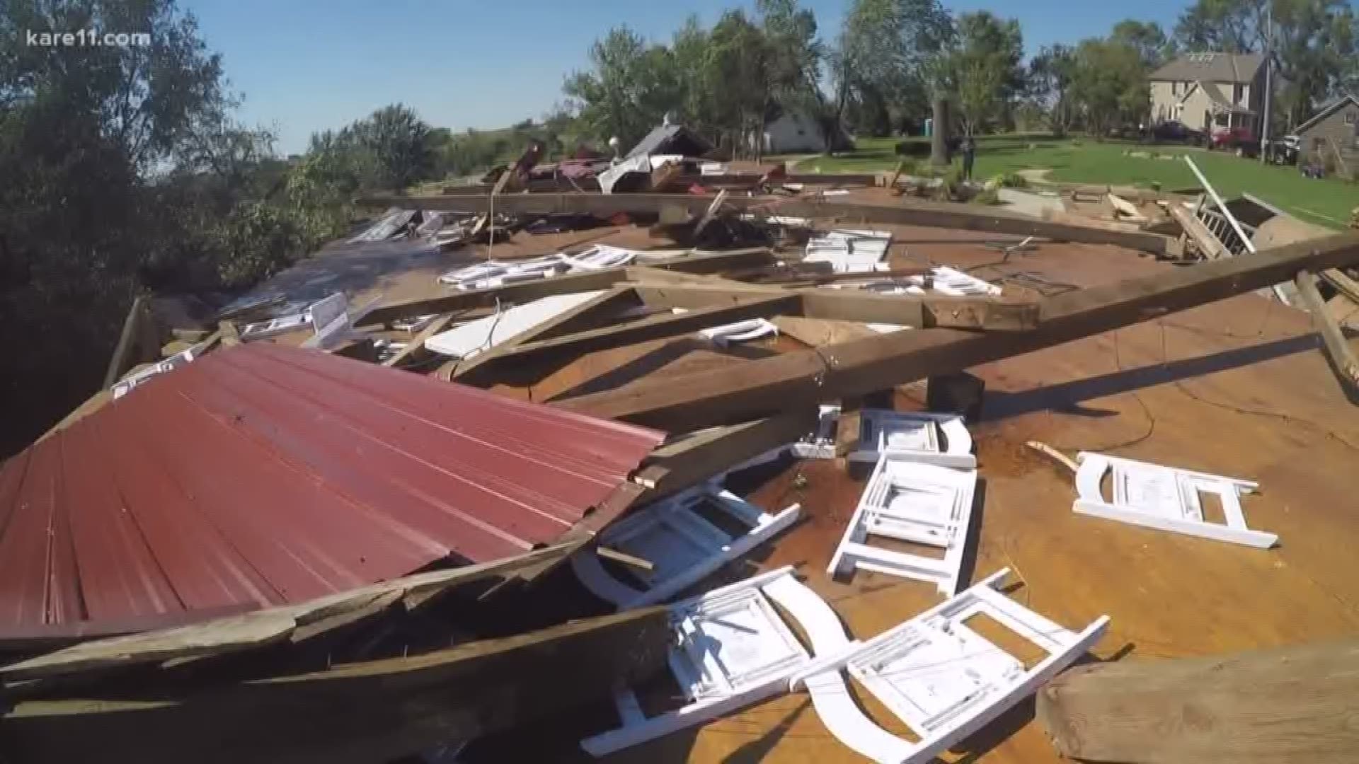 Severe weather and tornadoes tore through southern Minnesota Thursday night, and Saturday people were still reeling. KARE 11's Sharon Yoo takes us to Northfield, where there was devastating damage to a barn that also serves as a wedding venue. https://kar