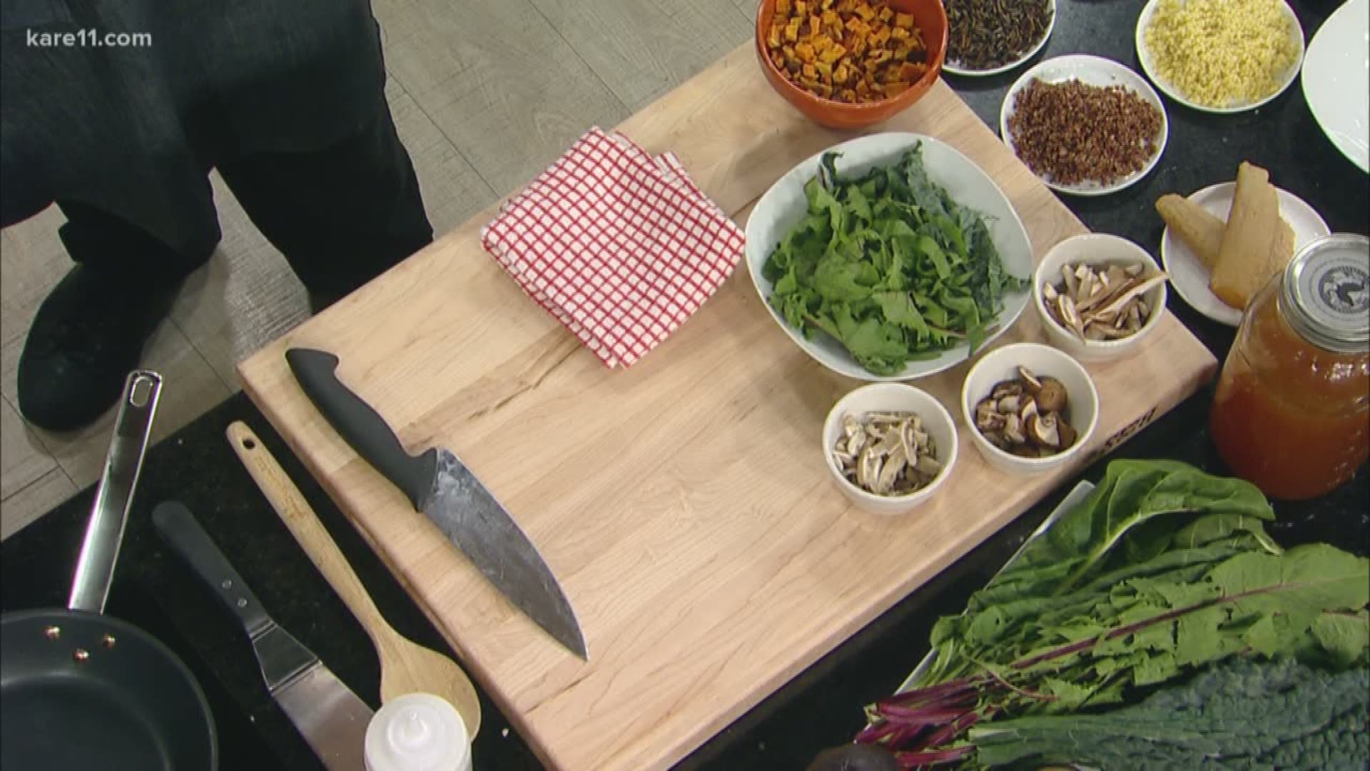 Chef Max Mraz of Pier B prepares a healthy wild rice dish paired with walleye.