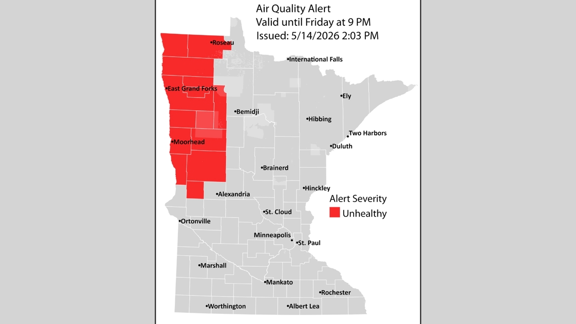 Northwestern Minnesota under air quality alert for blowing dust