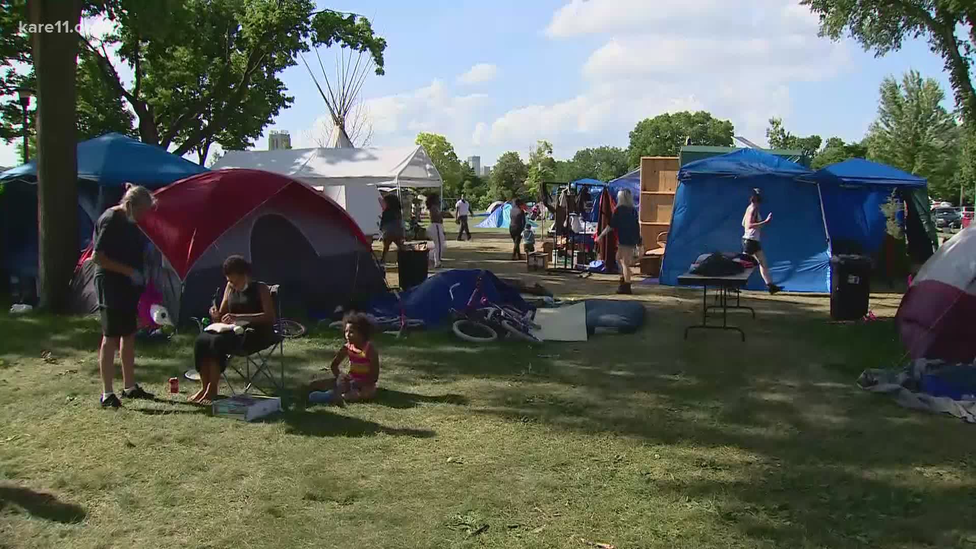The camp has grown to more than 300 residents living in the park over the past few weeks.