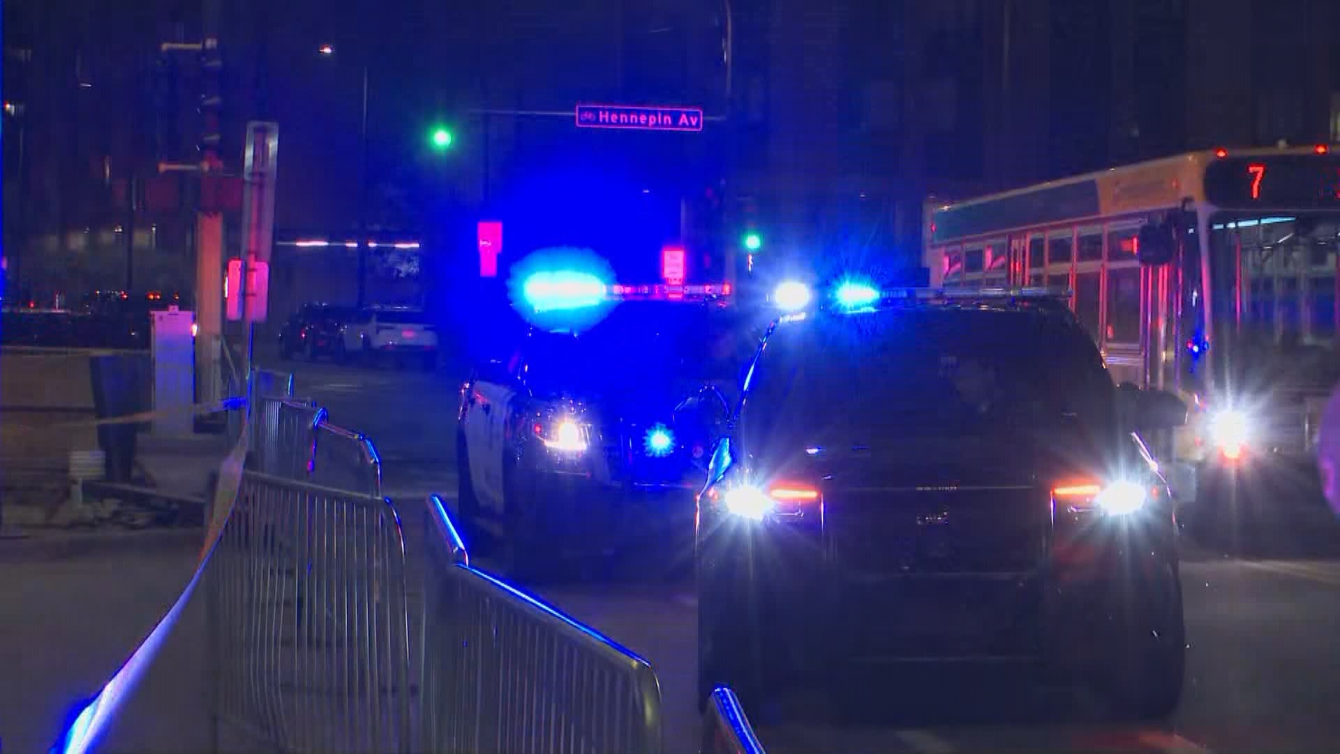 Police are on scene of a homicide in downtown Minneapolis Monday night. 