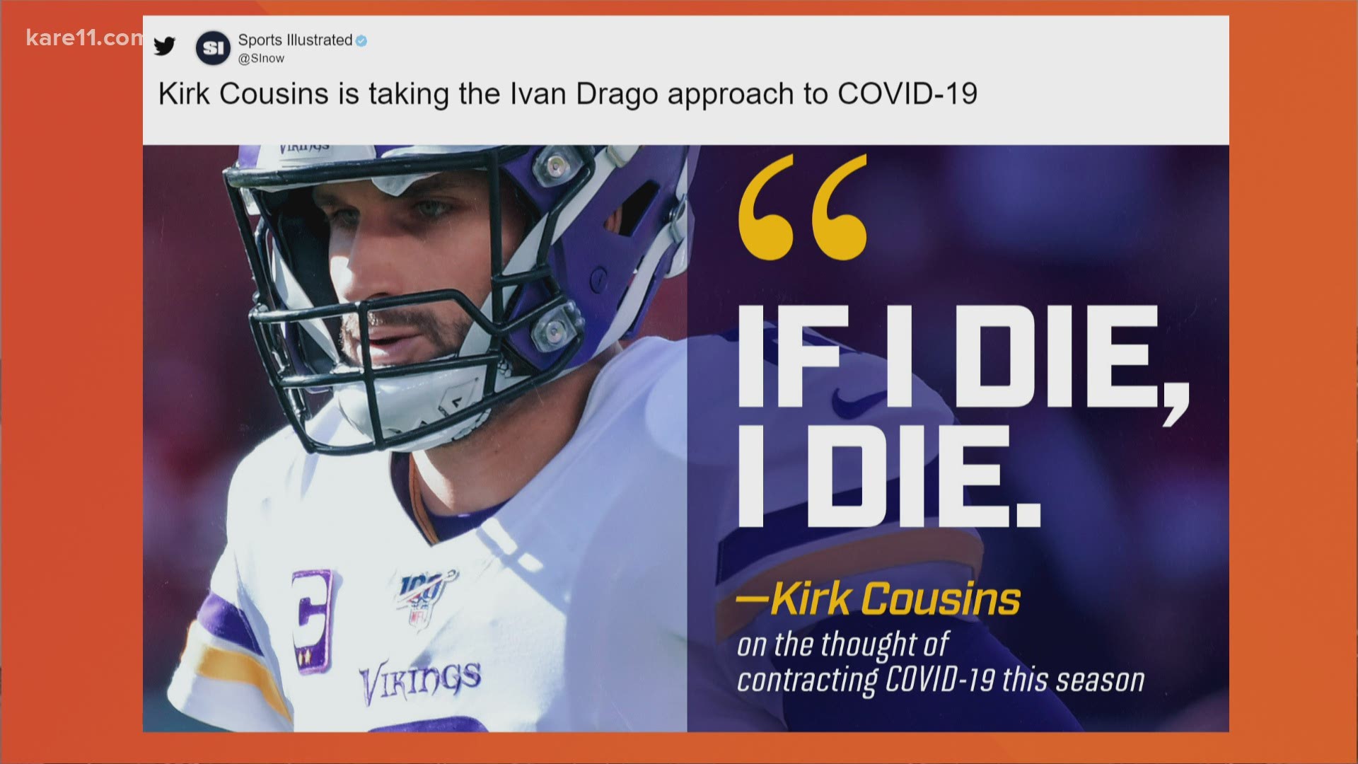 Kirk Cousins Dismisses COVID-19 Concerns Saying, 'If I Die, I Die'