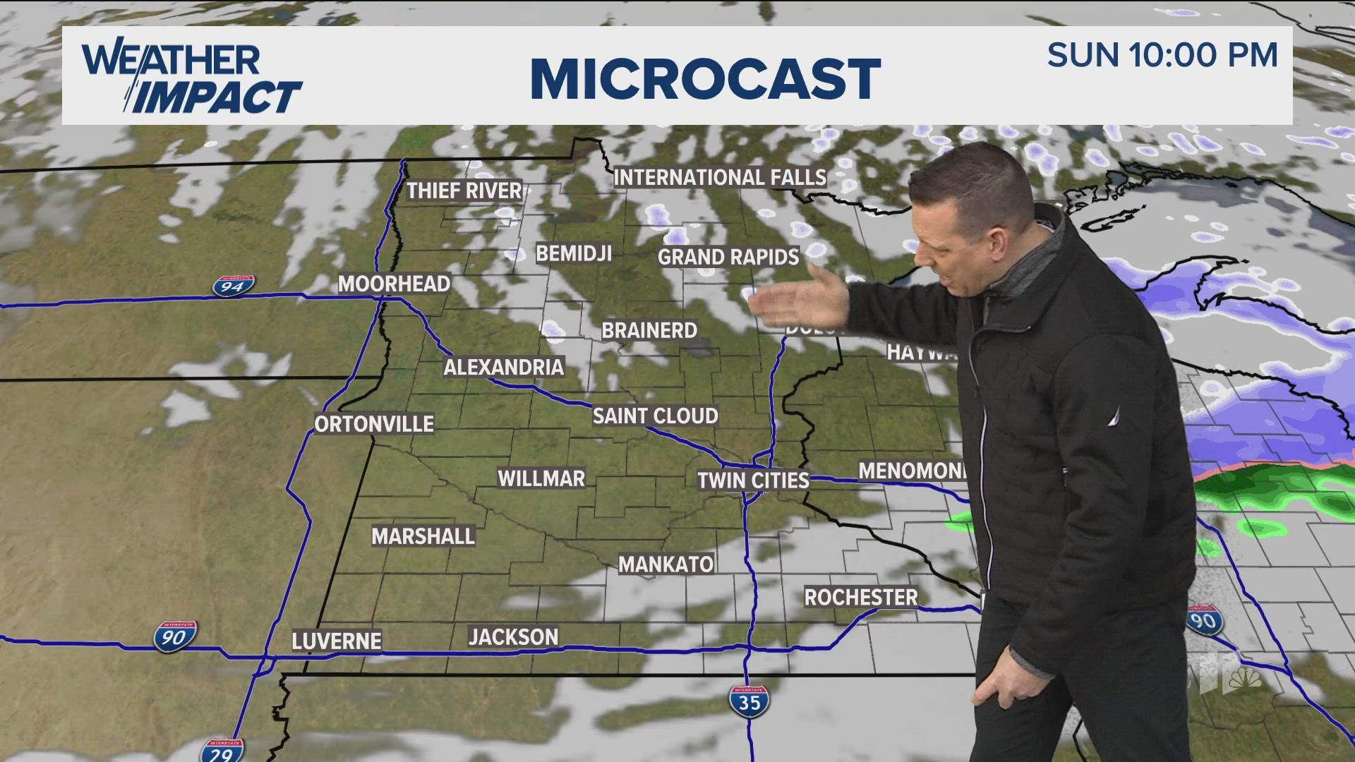 Bright sunshine and a breezy northwest wind is expected today, with up and down temperatures into early next week.