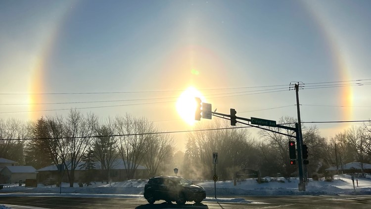 Sundogs spotted on frigid Minnesota morning