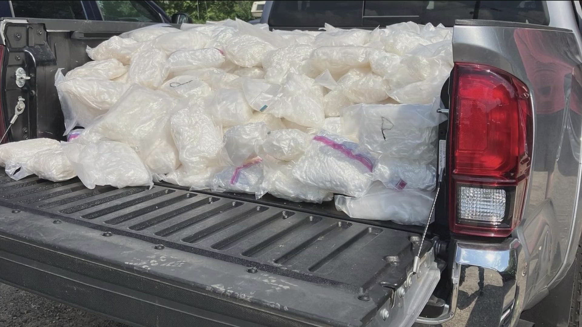 ​The department announced the news in a social media post, saying 900 pounds of meth were seized from two men being investigated on suspicion of selling drugs.