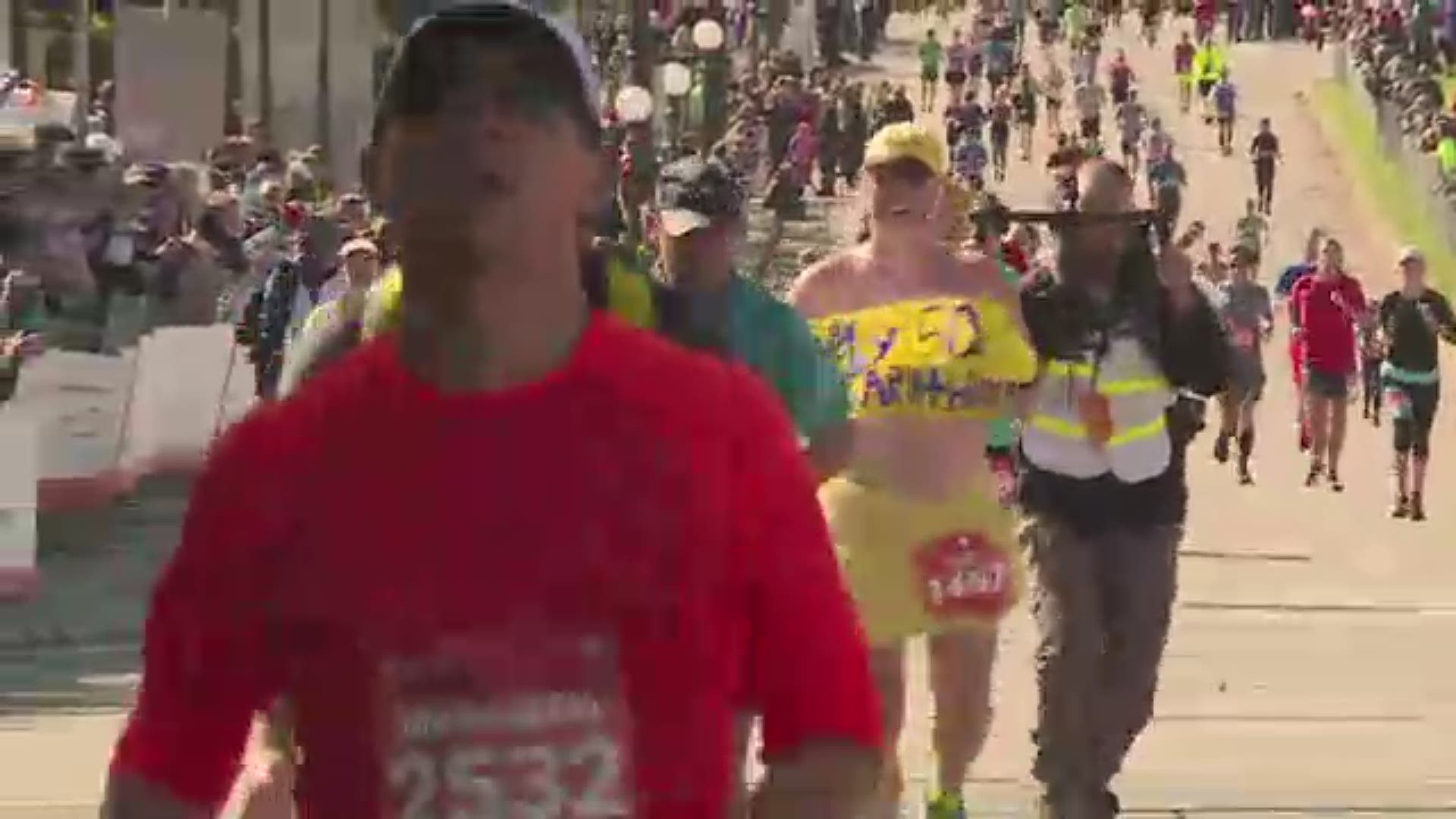 Thousands of runners competed in the Twin Cities Marathon races. Here are racers as they crossed the finish line on Sunday.