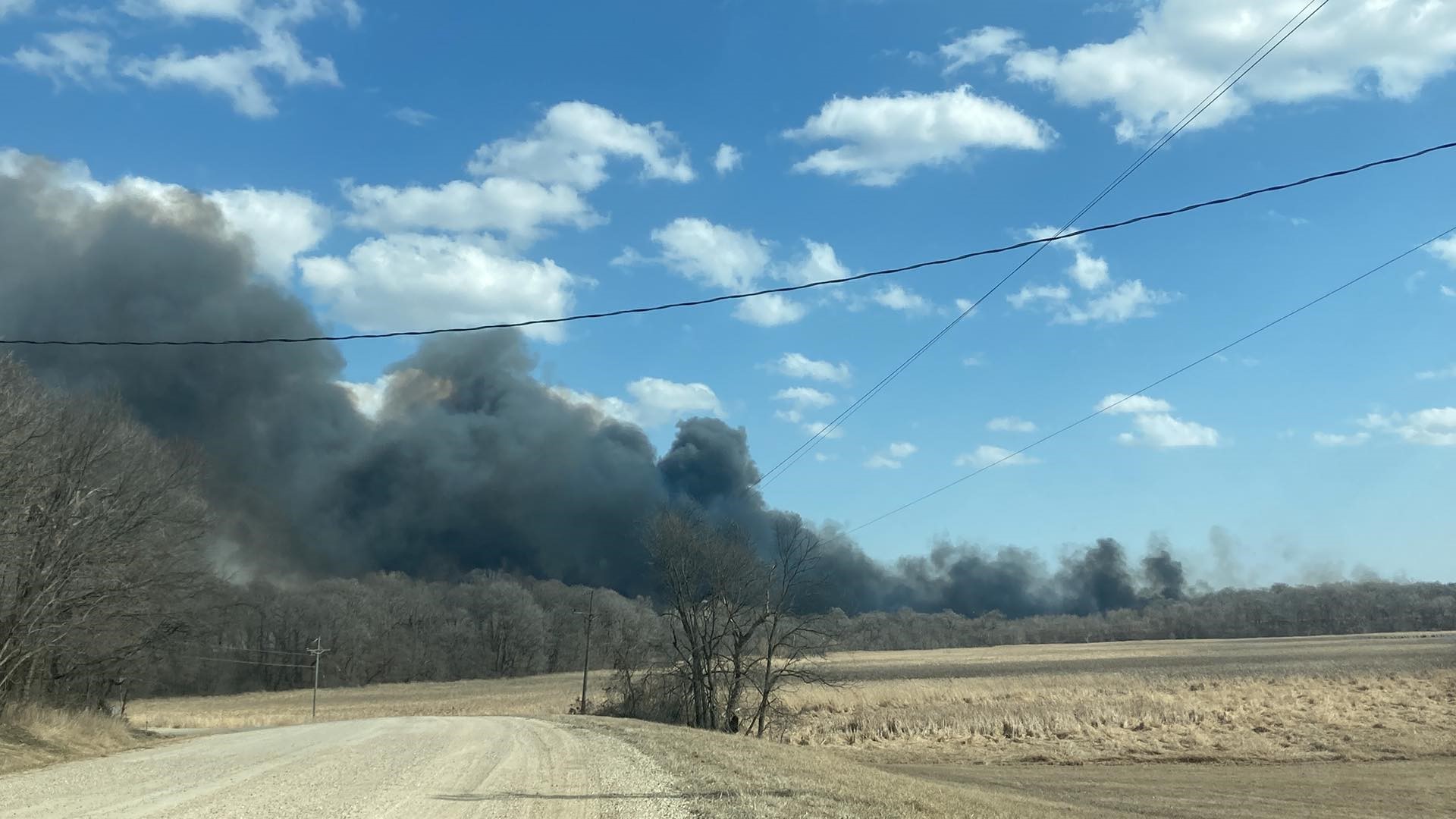 On Sunday afternoon a large grass fire was spotted burning north of Waseca. Video courtesy Torey Bruegger