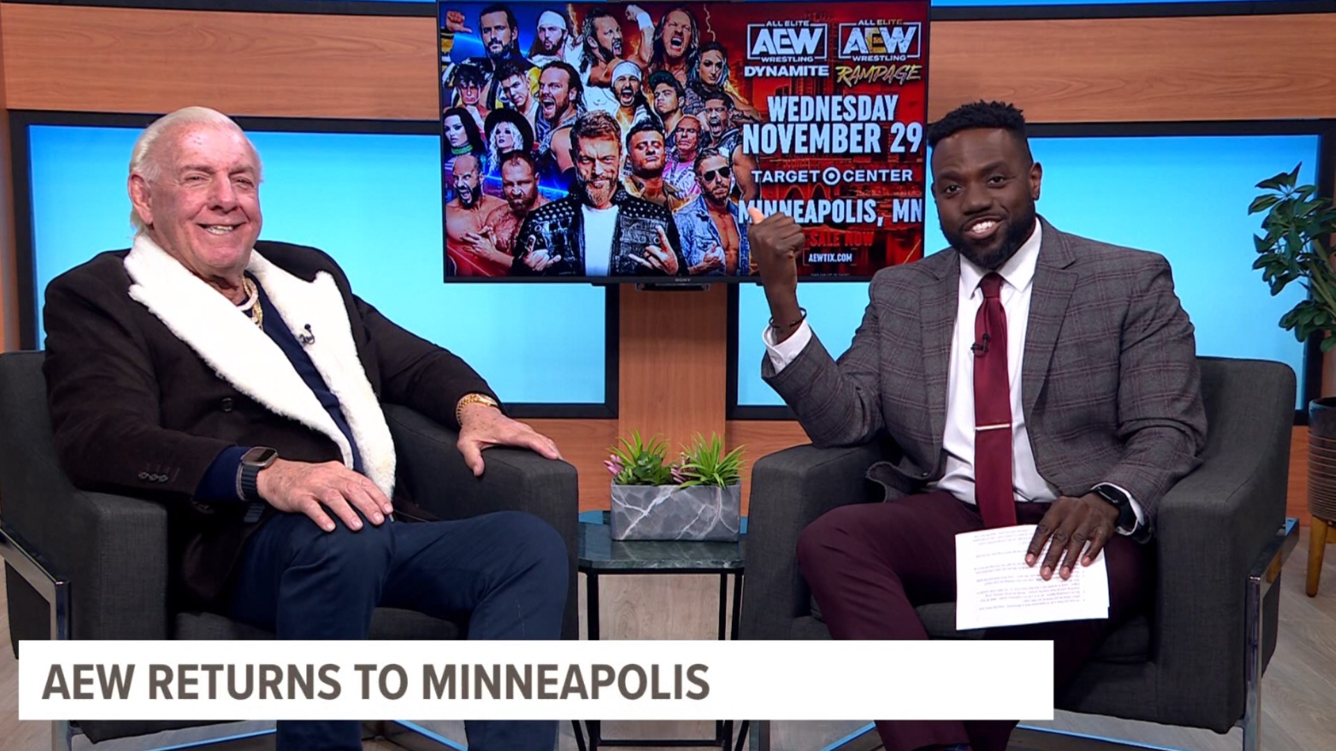 The wrestling legend came to the KARE 11 Studios to talk about his upcoming AEW match at Target Center.