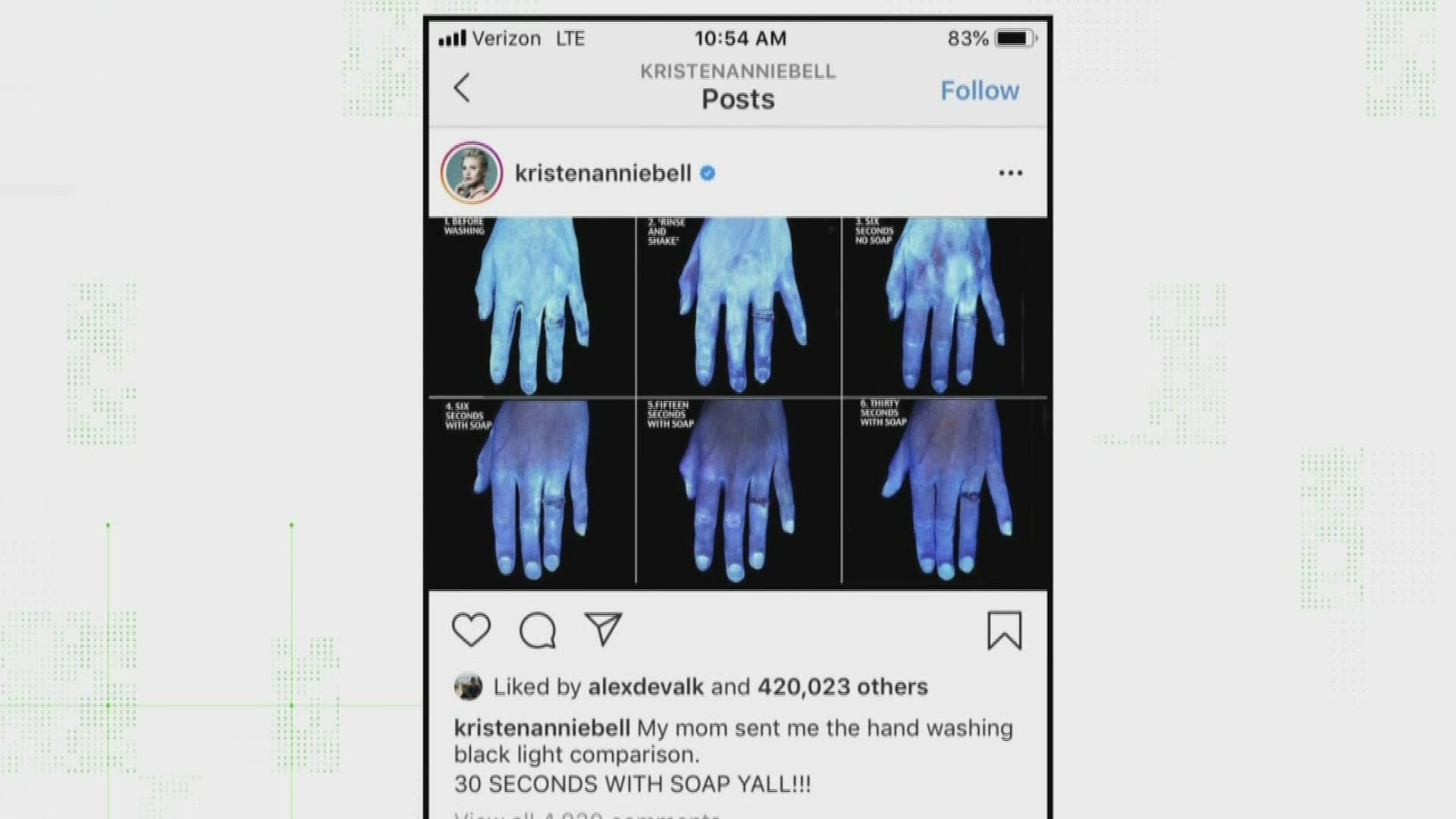 You may have seen it on Facebook or Instagram: A comparison of hands under UV light, showing the effectiveness of washing your hands for different lengths of time.