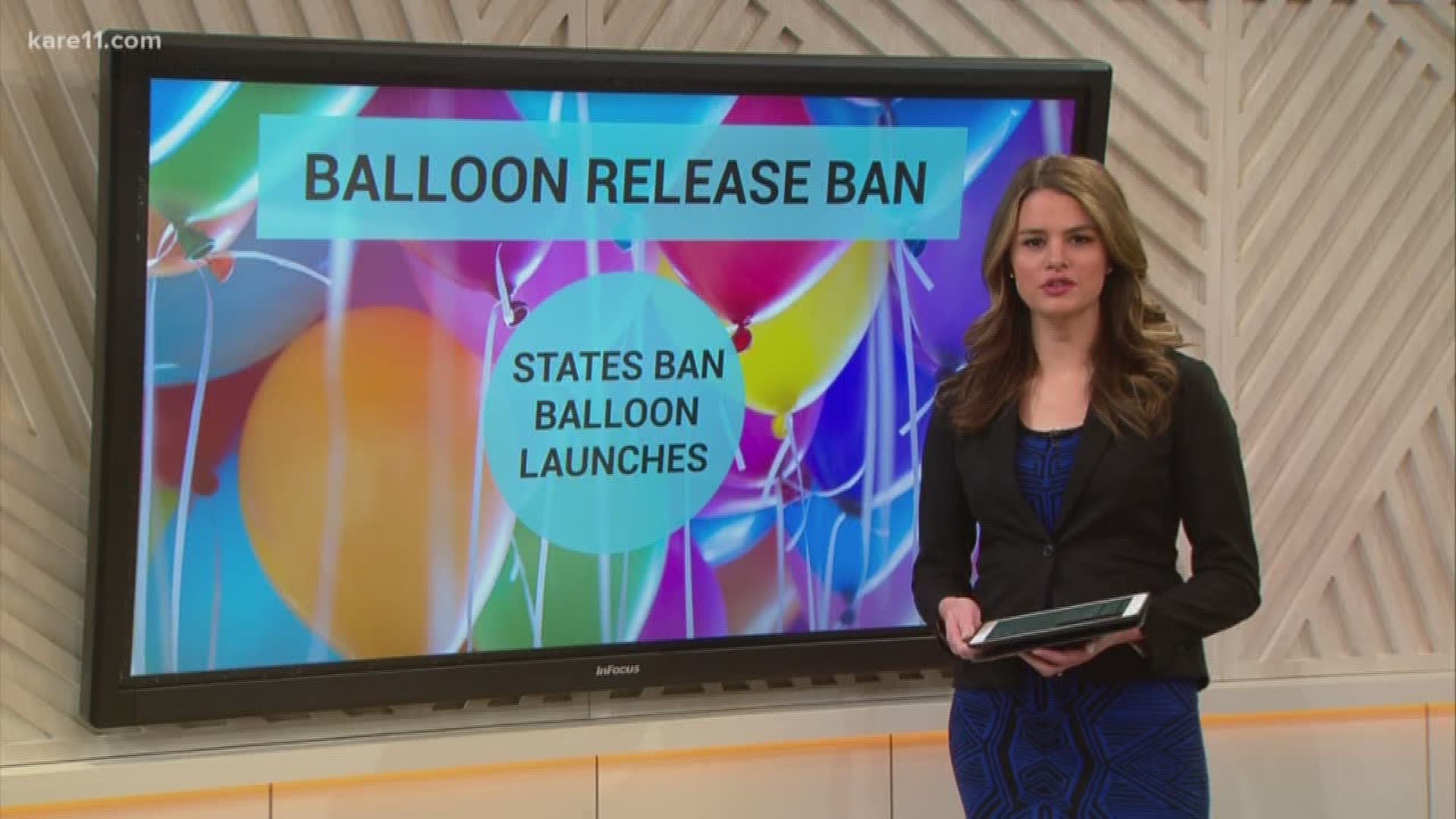 Minnesota is not one of the states with a bill to limit the intentional release of large numbers of balloons. https://kare11.tv/2JbPm7x