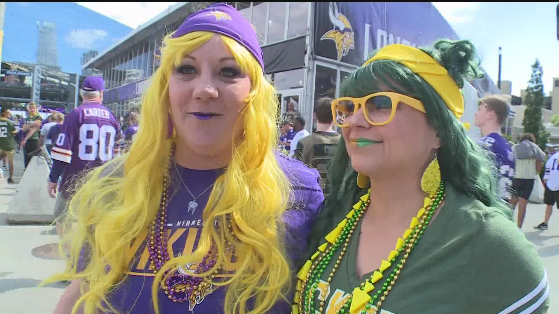 Tens of thousands of football fans are in downtown Minneapolis for the start of new Vikings season.