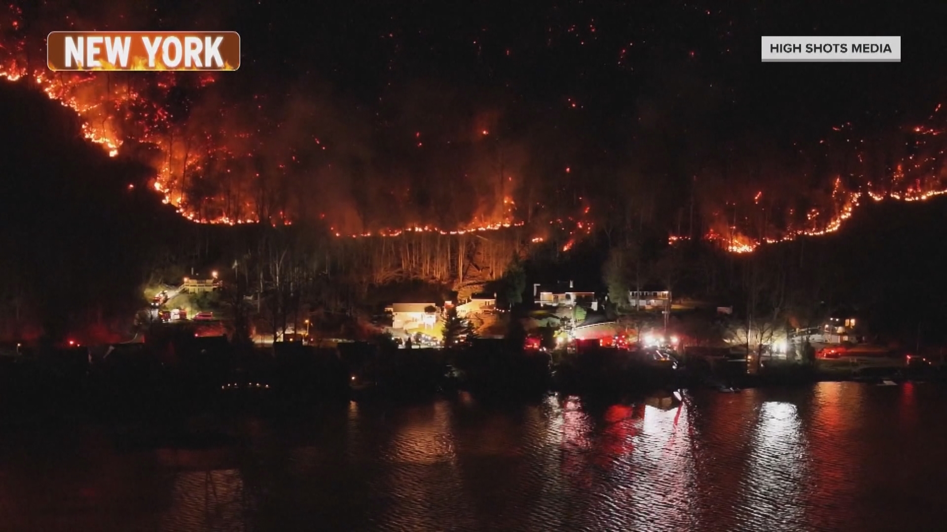 A rare wildfire in New York has prompted evacuation orders for hundreds of homes.