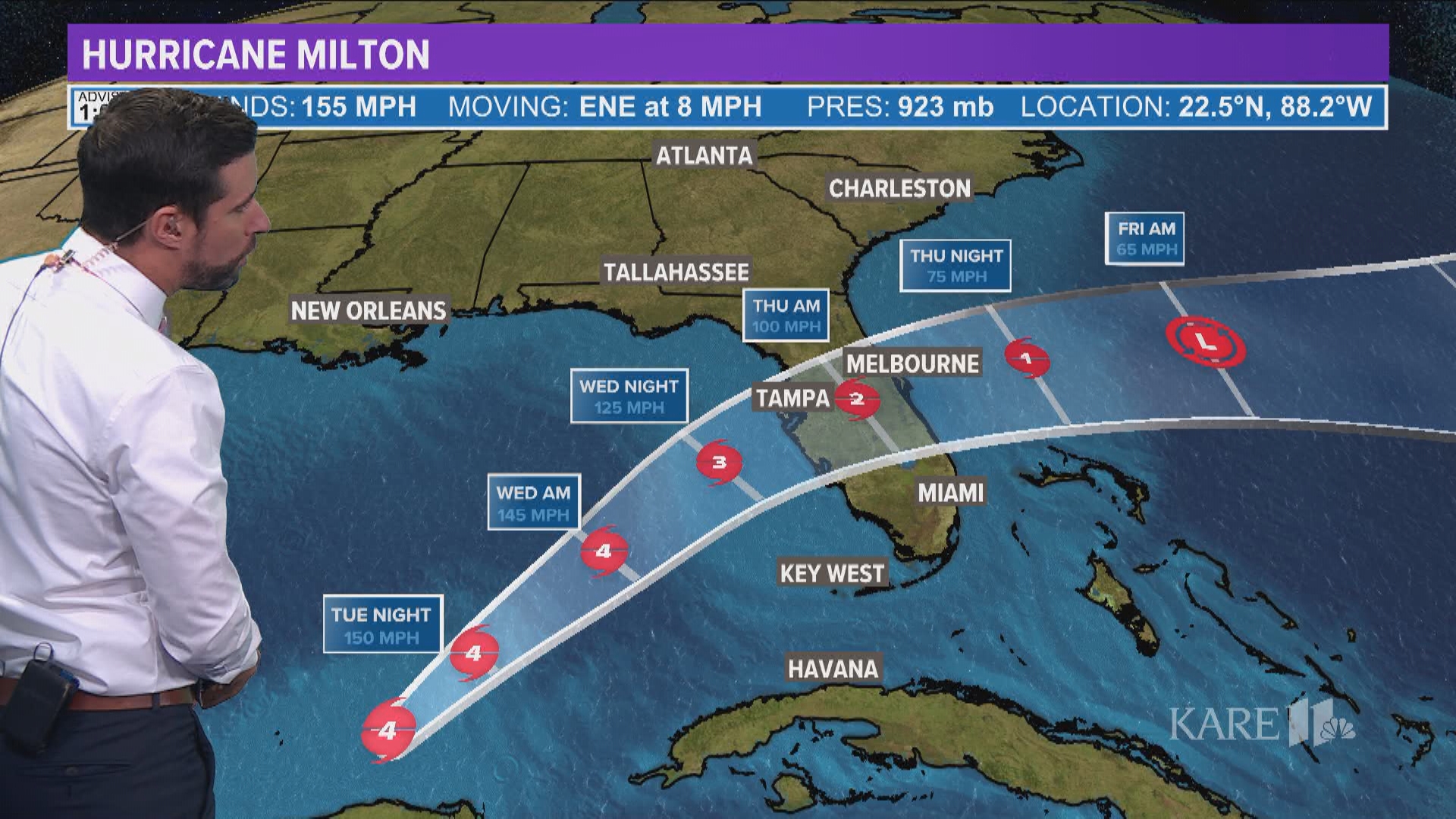 KARE 11 Meteorologist Ben Dery has the latest update on Hurricane Milton as it races toward the Florida panhandle.