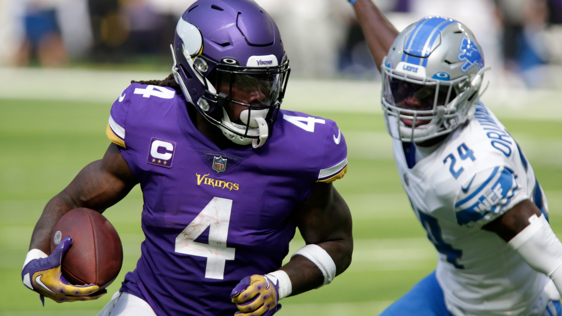 Dalvin Cook Out With Injured Shoulder On Fumble Against Lions | Kare11.com