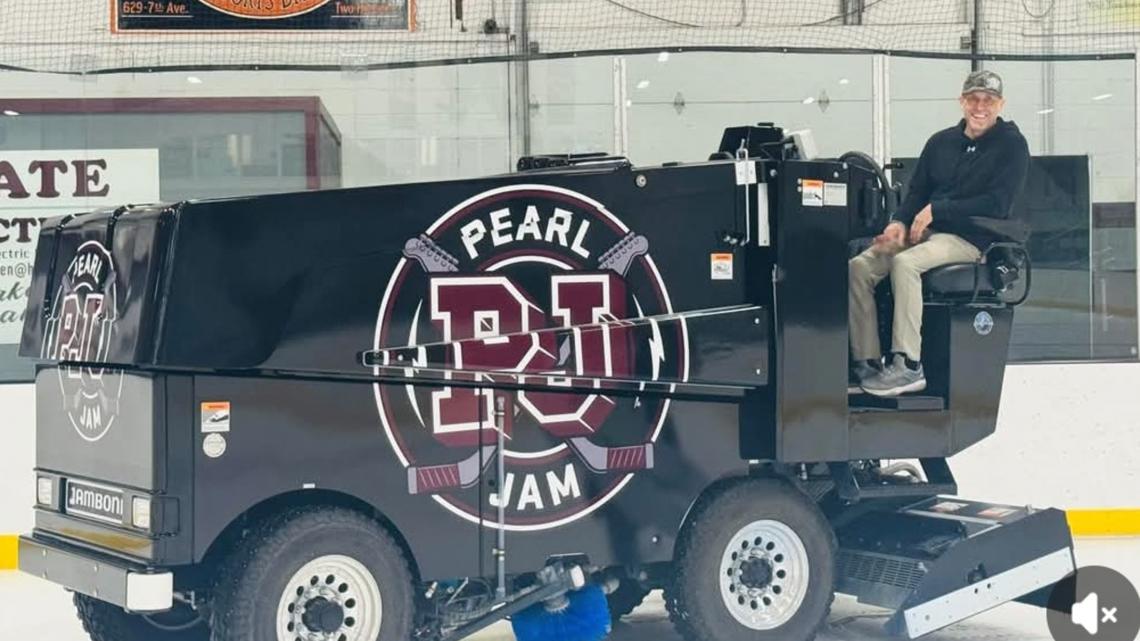 I wanna ride the Jamboni! Legendary rock and roll band sponsors Minnesota ice resurfacer