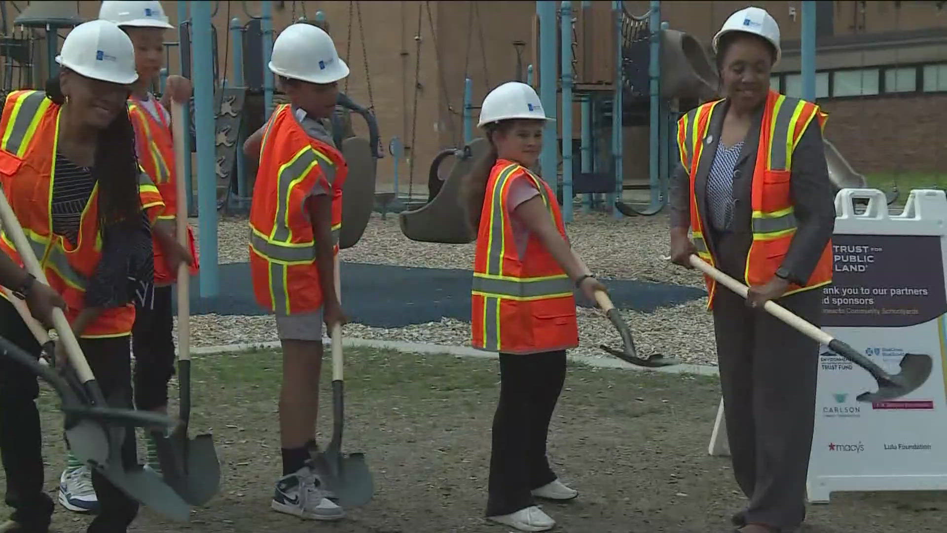 School district leaders joined the Trust for Public Land to break ground on the schoolyard expansion, the first project of its kind in Minnesota.