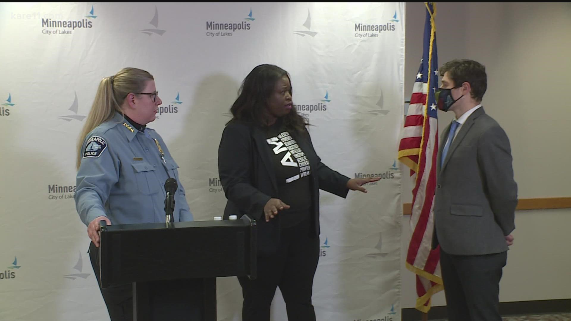 During a press conference Thursday, things got heated between the co-chair of the city's safety work group, Nekima Levy Armstrong, and Mayor Jacob Frey.