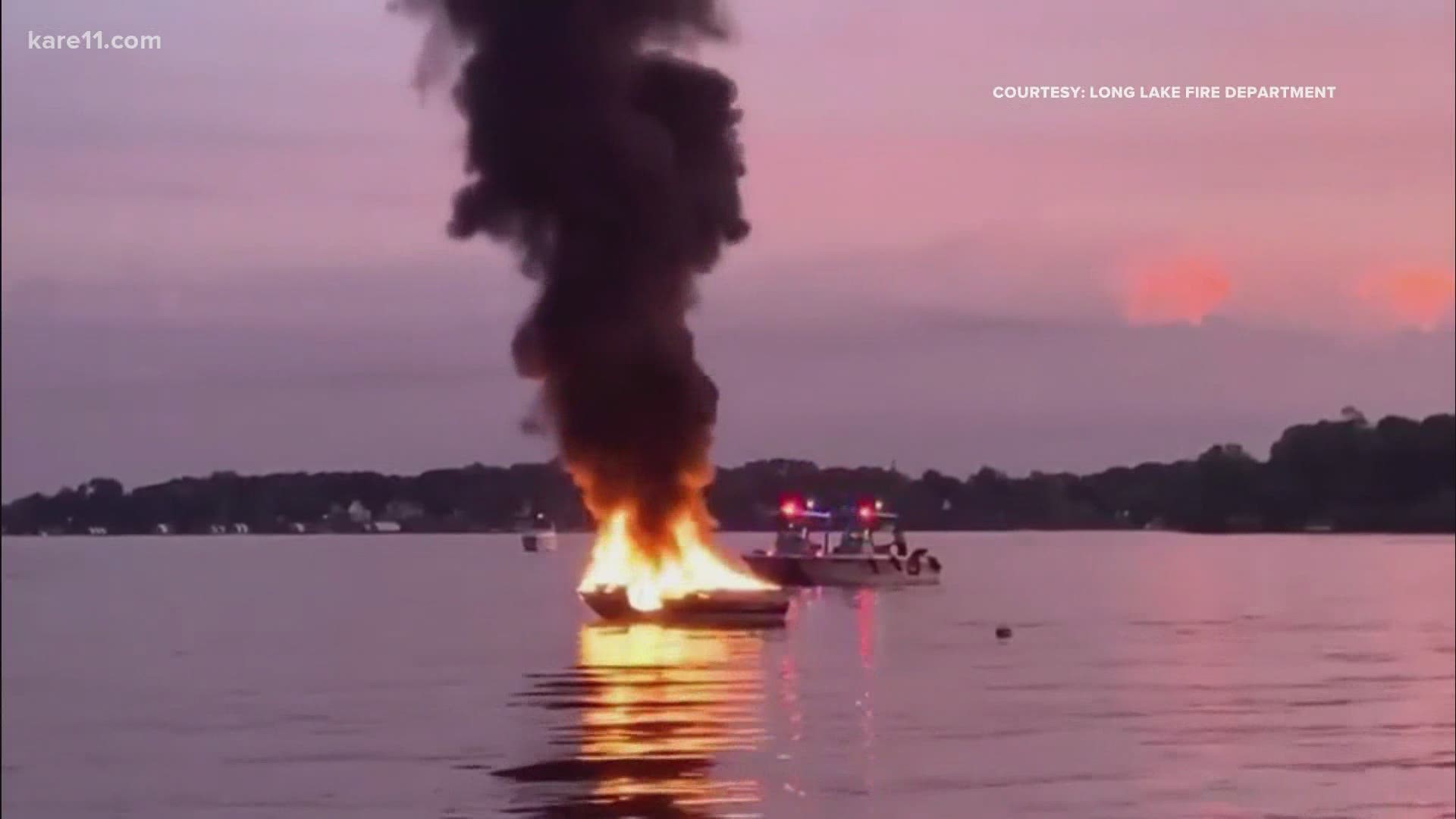 The Long Lake Fire Department responded to a boat fire on Lake Minnetonka near Smith's Bay on Sunday evening, according to their Facebook page.