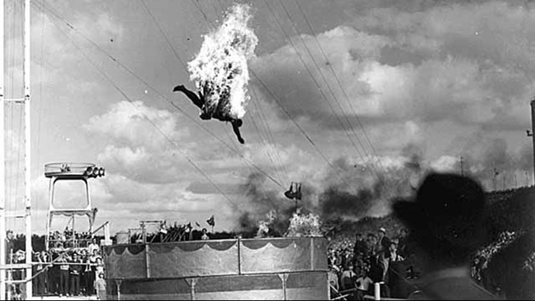 Men on fire, diving horses, colliding locomotives. See the proud & perilous history of the Minnesota State Fair Grandstand